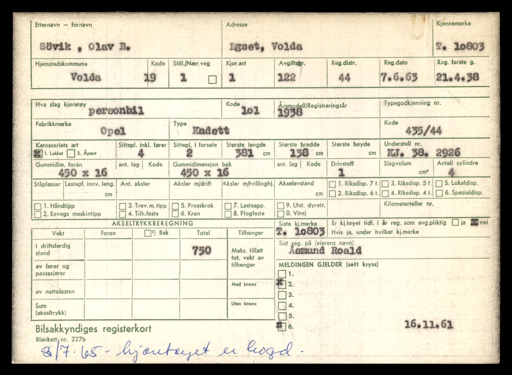 Møre og Romsdal vegkontor - Ålesund trafikkstasjon, AV/SAT-A-4099/F/Fe/L0023: Registreringskort for kjøretøy T 10695 - T 10809, 1927-1998, p. 2955