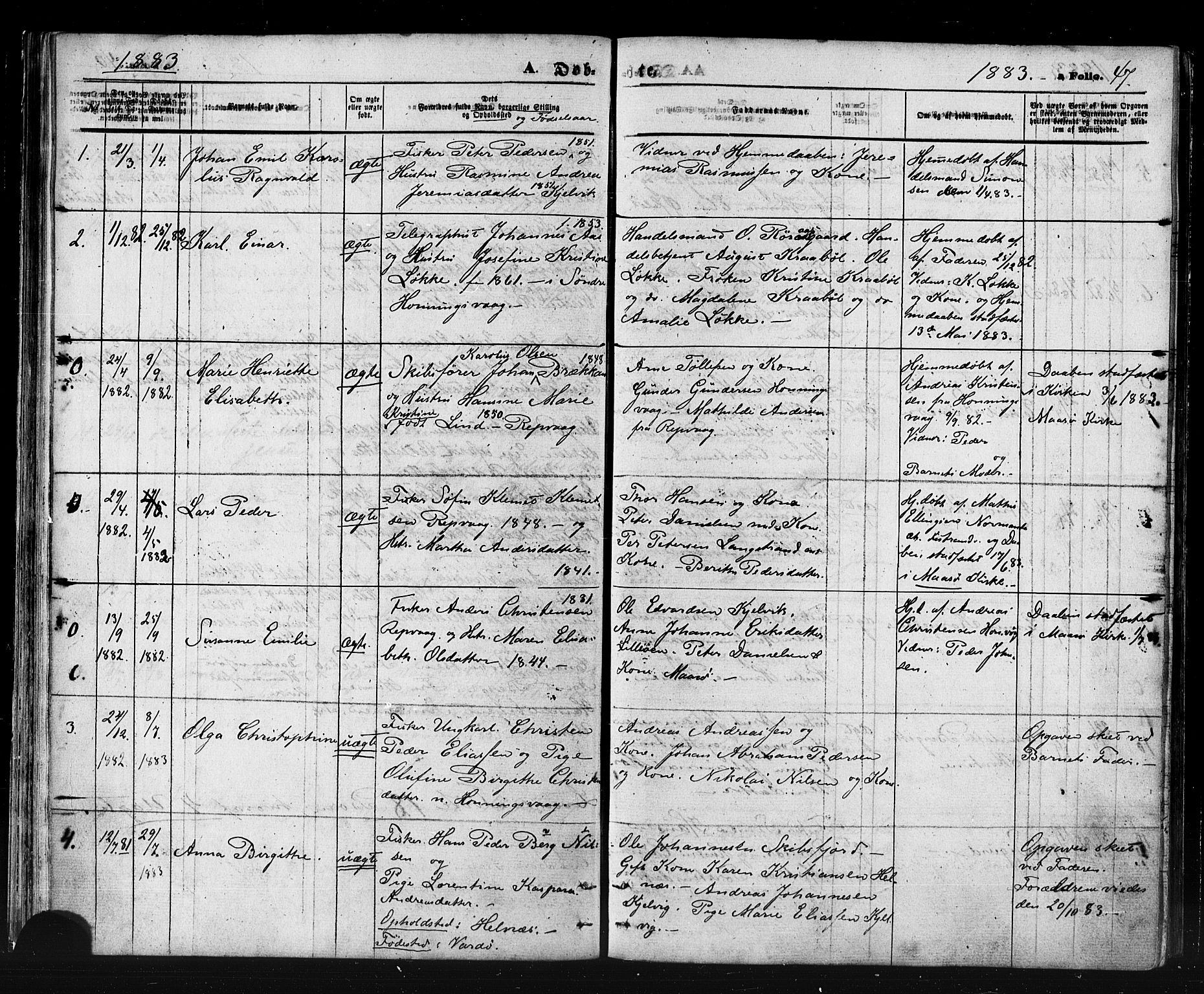 Måsøy sokneprestkontor, SATØ/S-1348/H/Ha/L0006kirke: Parish register (official) no. 6, 1861-1886, p. 47