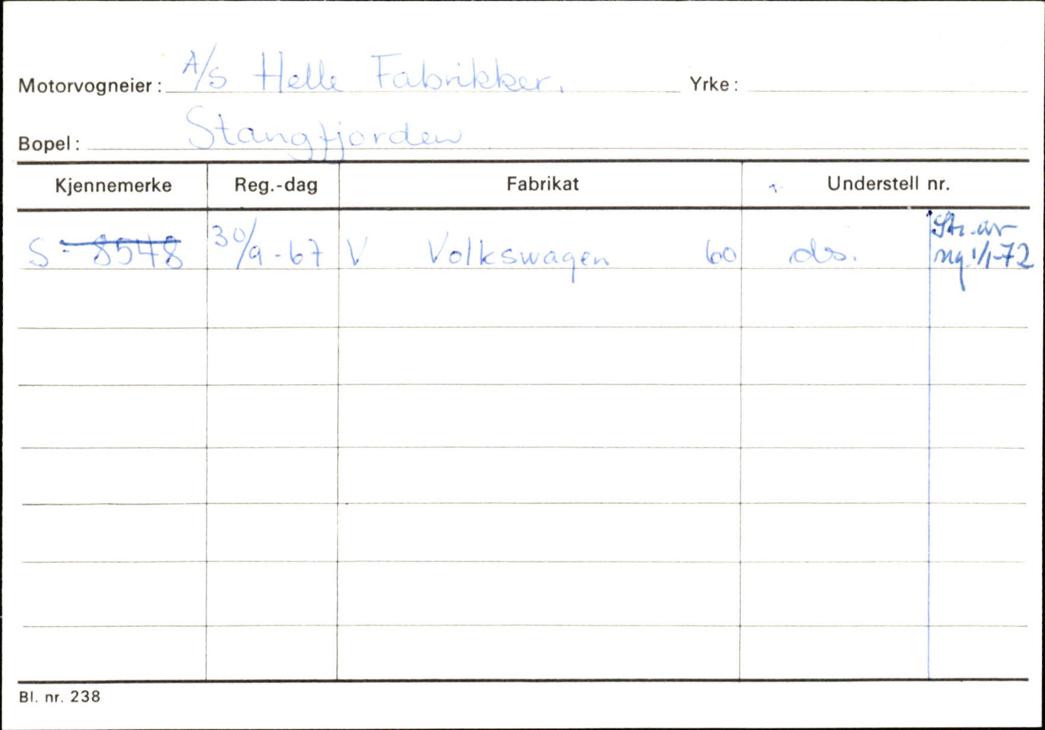 Statens vegvesen, Sogn og Fjordane vegkontor, AV/SAB-A-5301/4/F/L0132: Eigarregister Askvoll A-Å. Balestrand A-Å, 1945-1975, p. 520