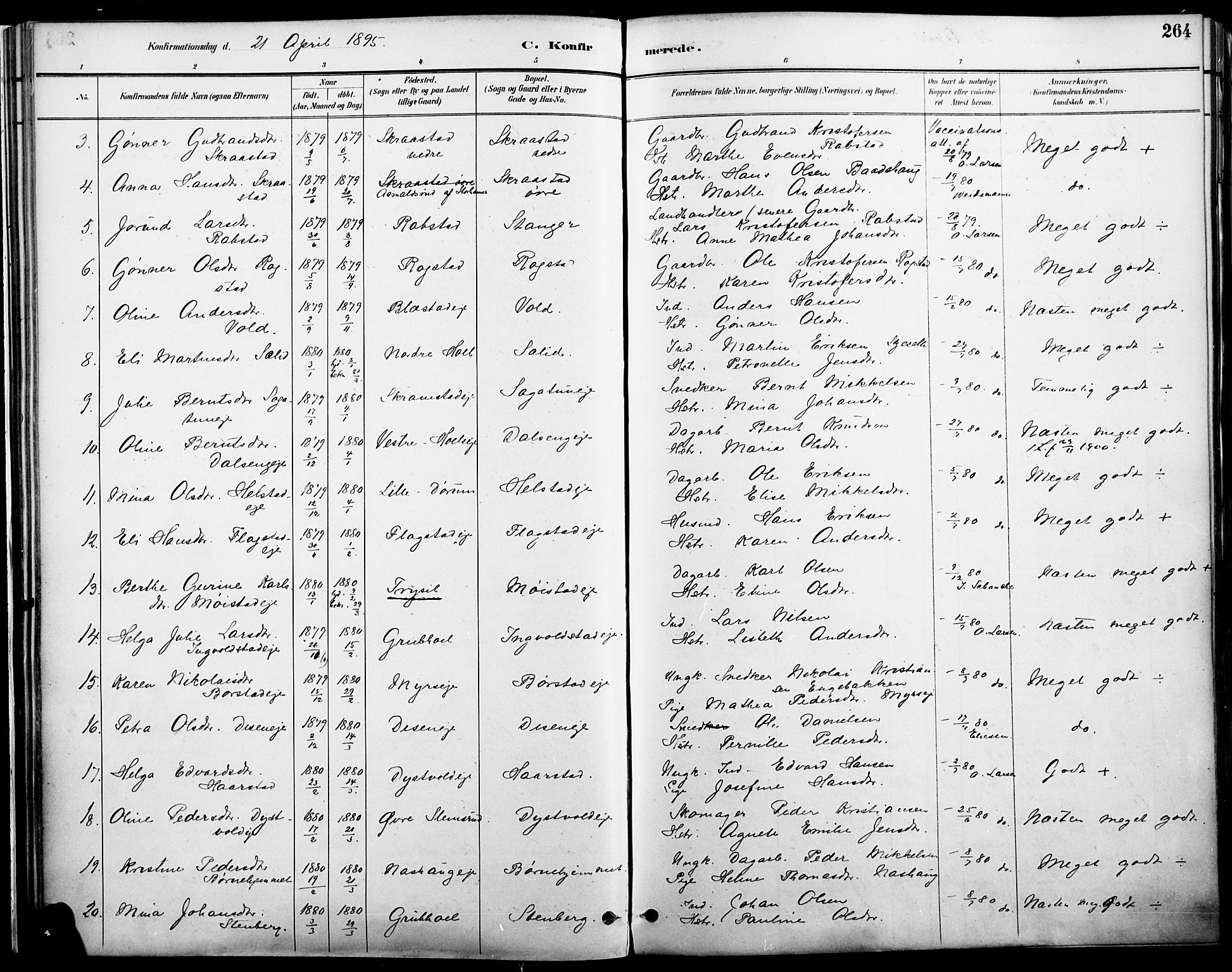 Vang prestekontor, Hedmark, AV/SAH-PREST-008/H/Ha/Haa/L0019A: Parish register (official) no. 19, 1886-1900, p. 264