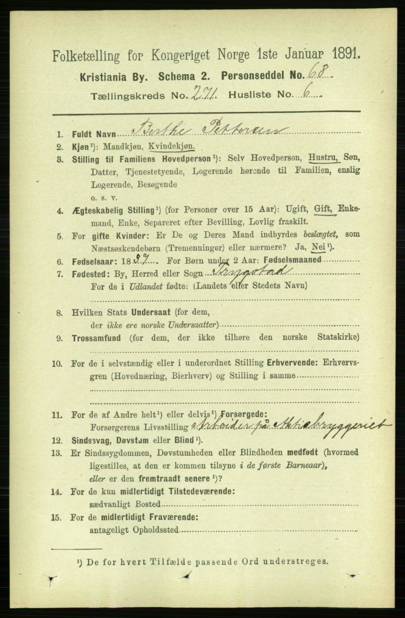 RA, 1891 census for 0301 Kristiania, 1891, p. 164784