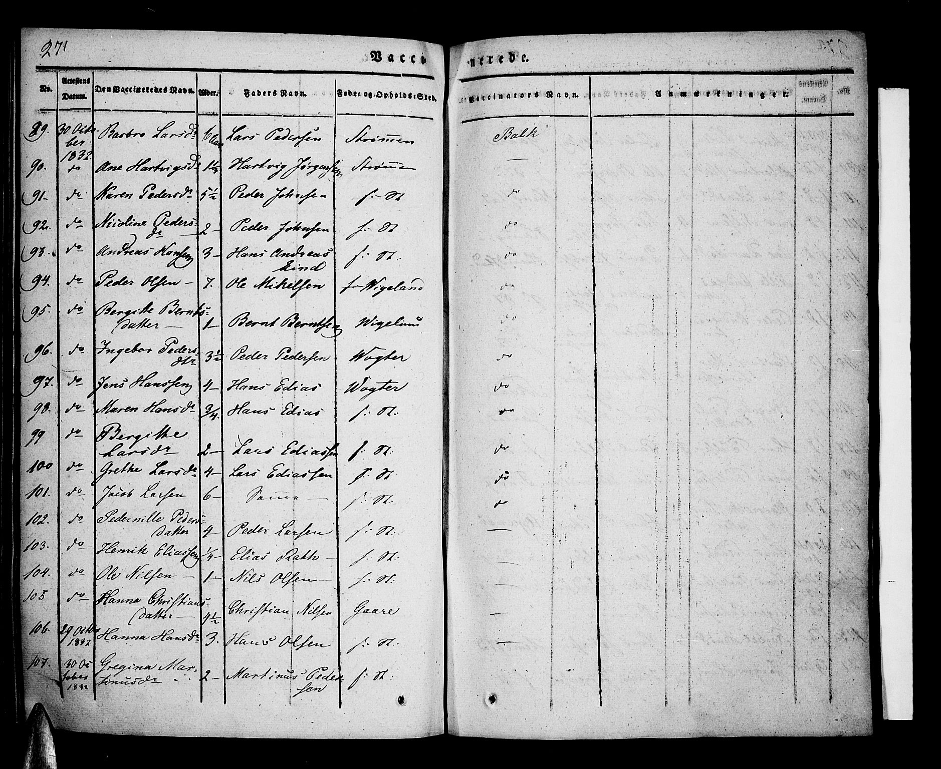 Kvæfjord sokneprestkontor, SATØ/S-1323/G/Ga/Gaa/L0003kirke: Parish register (official) no. 3, 1830-1857, p. 271