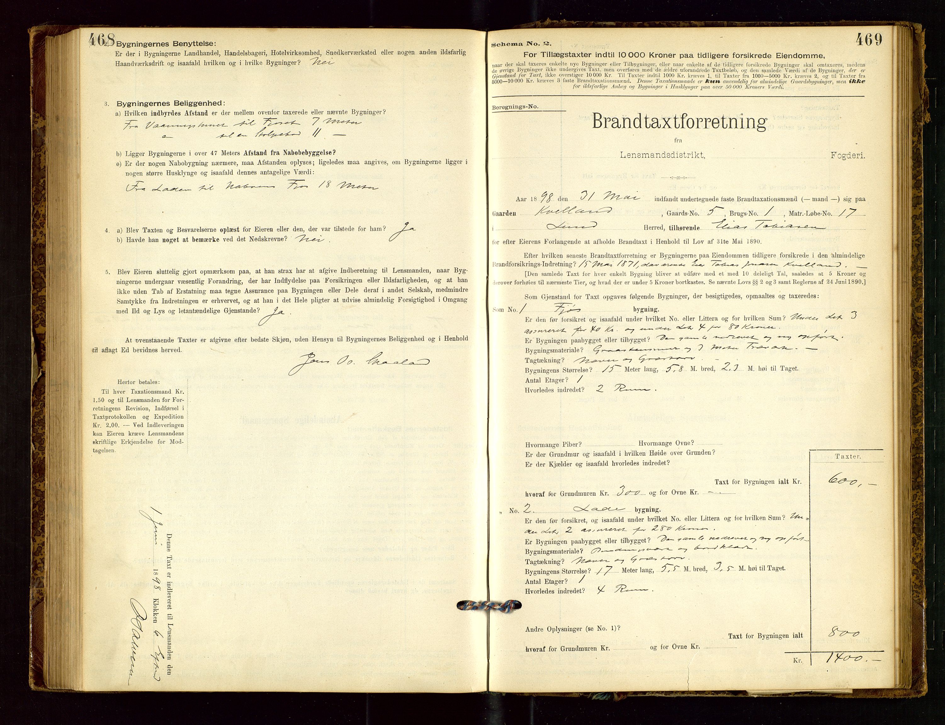 Lund lensmannskontor, SAST/A-100303/Gob/L0001: "Brandtakstprotokol", 1894-1907, p. 468-469