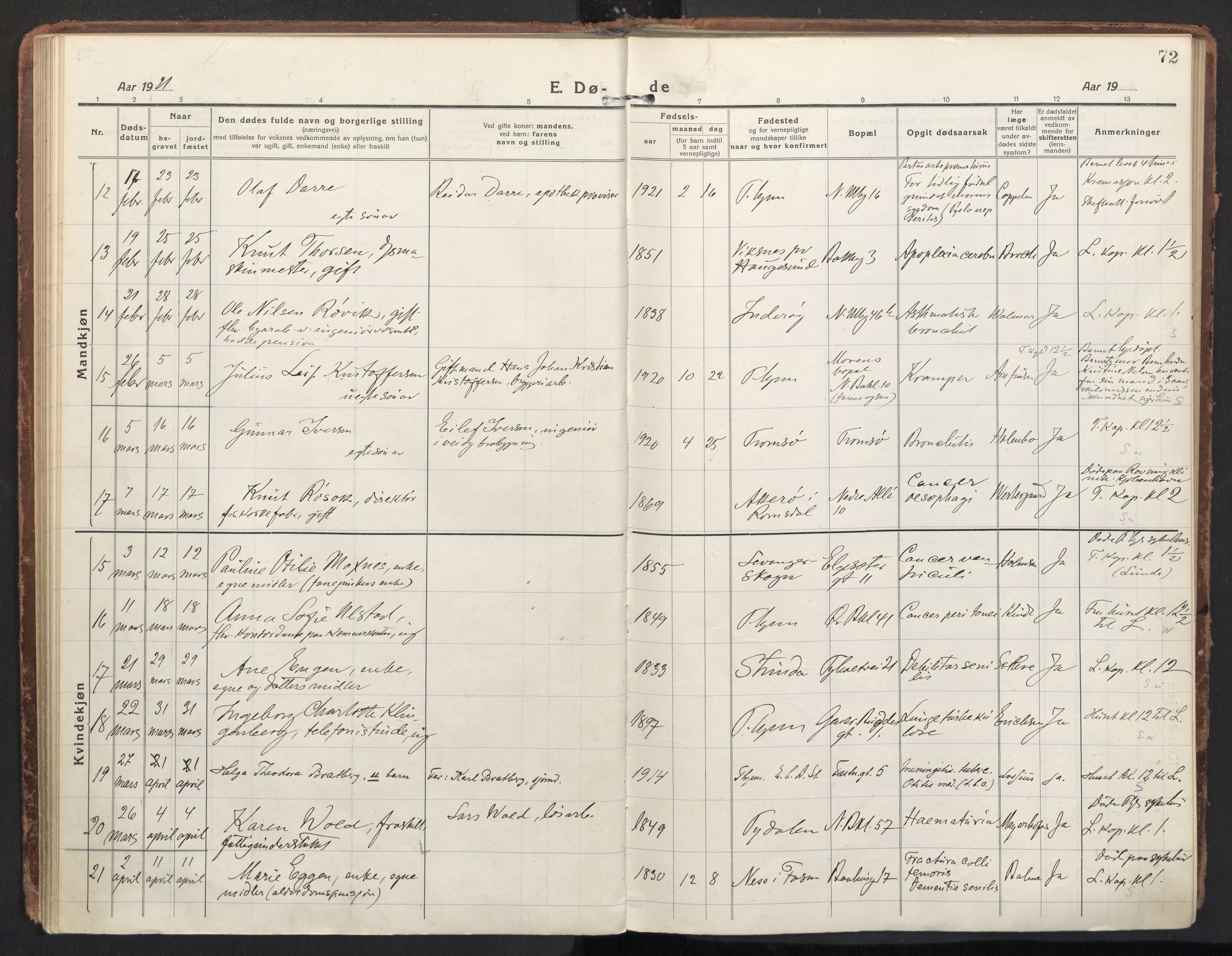 Ministerialprotokoller, klokkerbøker og fødselsregistre - Sør-Trøndelag, AV/SAT-A-1456/604/L0207: Parish register (official) no. 604A27, 1917-1933, p. 72