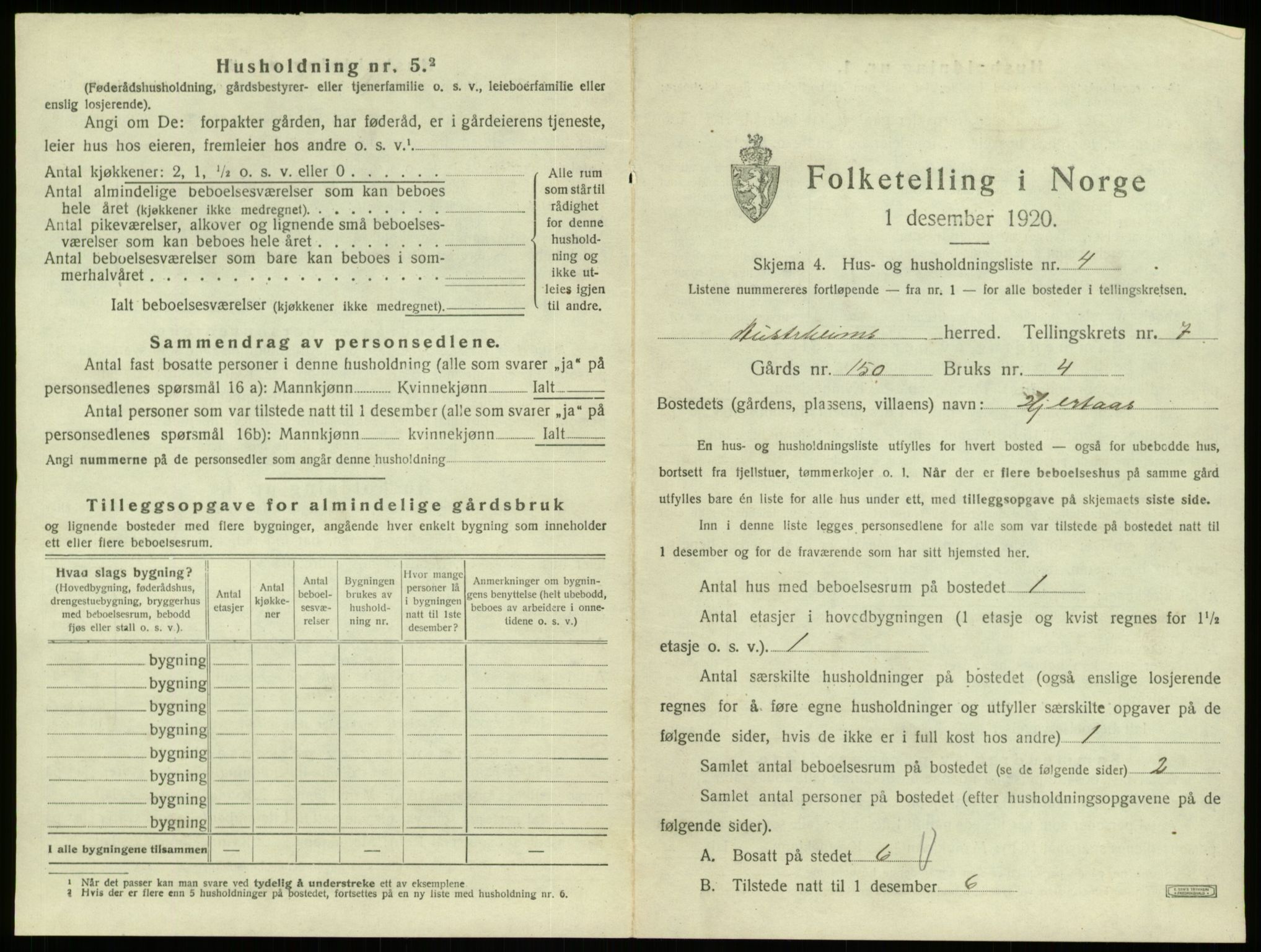 SAB, 1920 census for Austrheim, 1920, p. 345