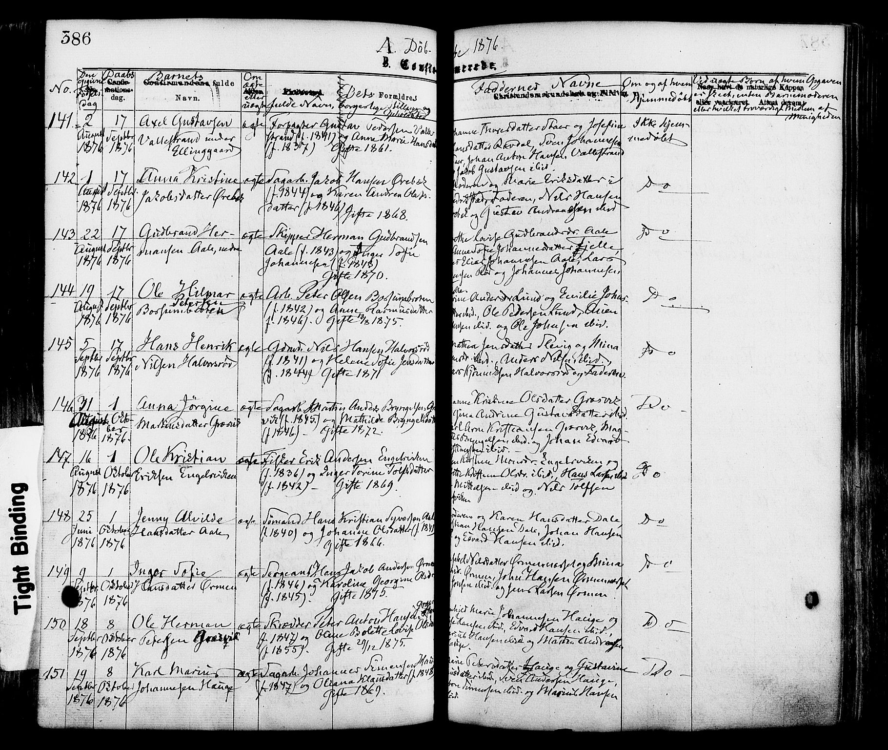 Onsøy prestekontor Kirkebøker, SAO/A-10914/F/Fa/L0004: Parish register (official) no. I 4, 1861-1877, p. 386