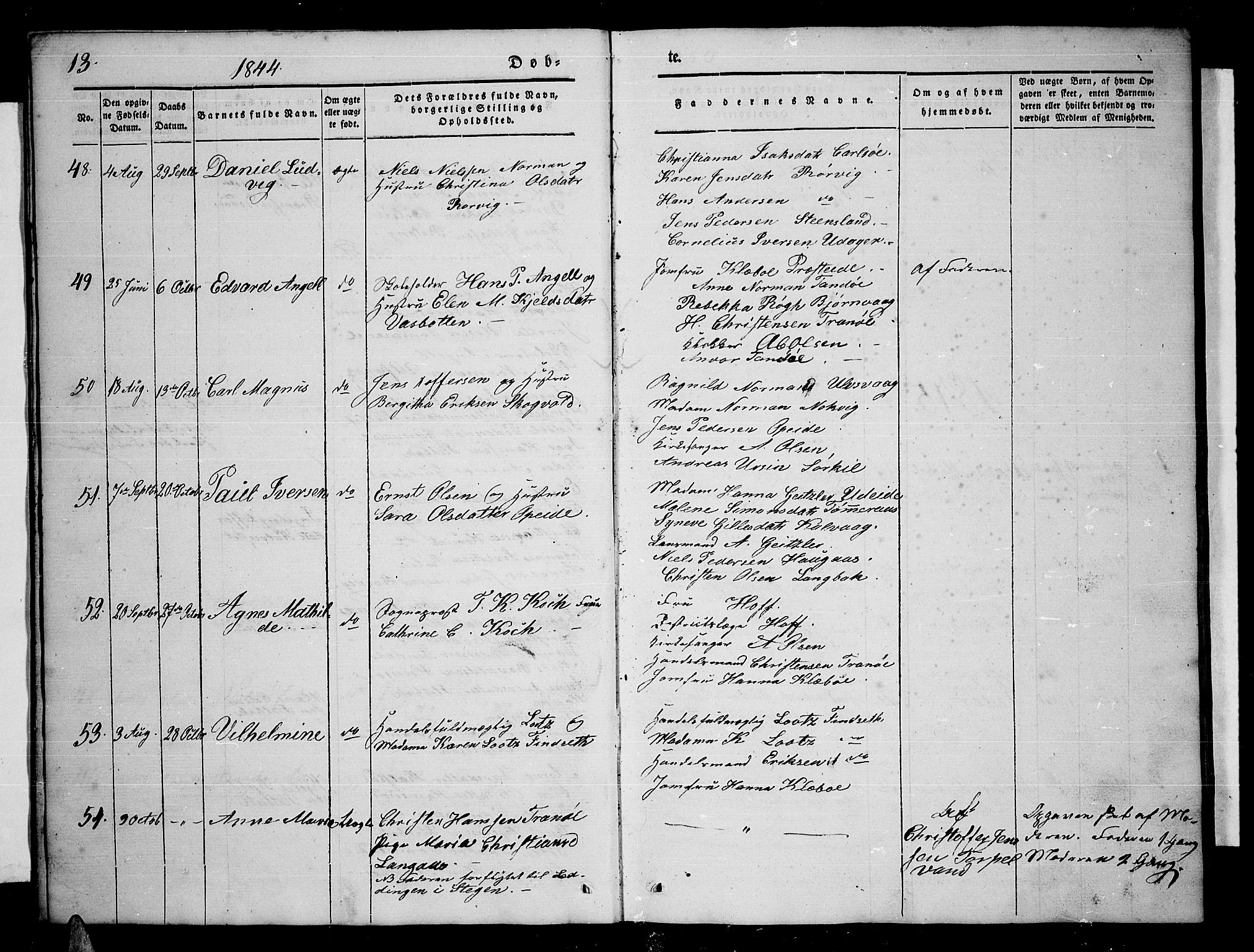 Ministerialprotokoller, klokkerbøker og fødselsregistre - Nordland, AV/SAT-A-1459/859/L0856: Parish register (copy) no. 859C02, 1843-1854, p. 13