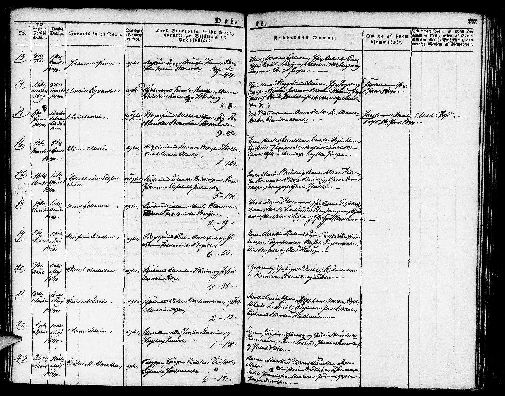 Nykirken Sokneprestembete, AV/SAB-A-77101/H/Haa/L0012: Parish register (official) no. A 12, 1821-1844, p. 271