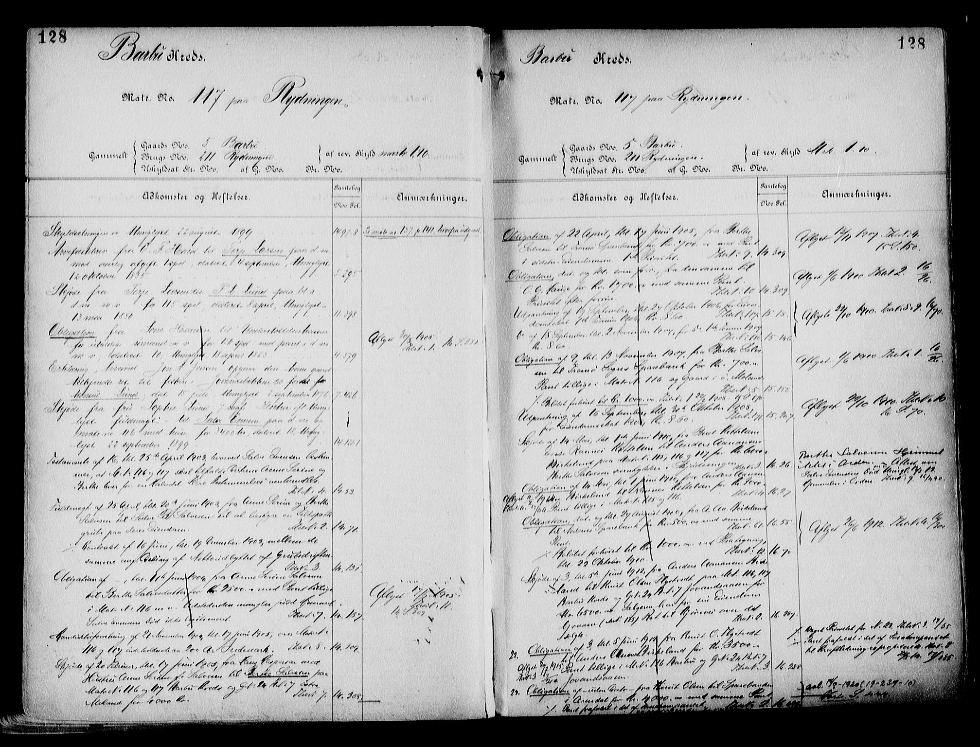 Arendal byfogd, AV/SAK-1222-0001/G/Ga/L0014: Mortgage register no. 12, 1865-1960, p. 128