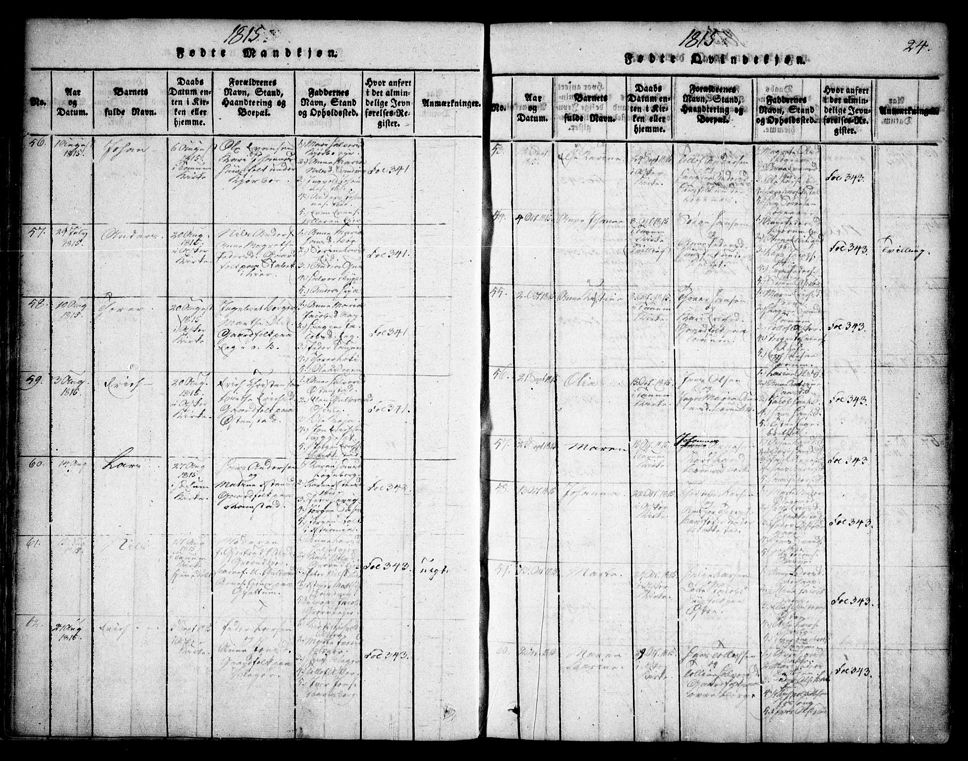 Asker prestekontor Kirkebøker, AV/SAO-A-10256a/F/Fa/L0006: Parish register (official) no. I 6, 1814-1824, p. 24