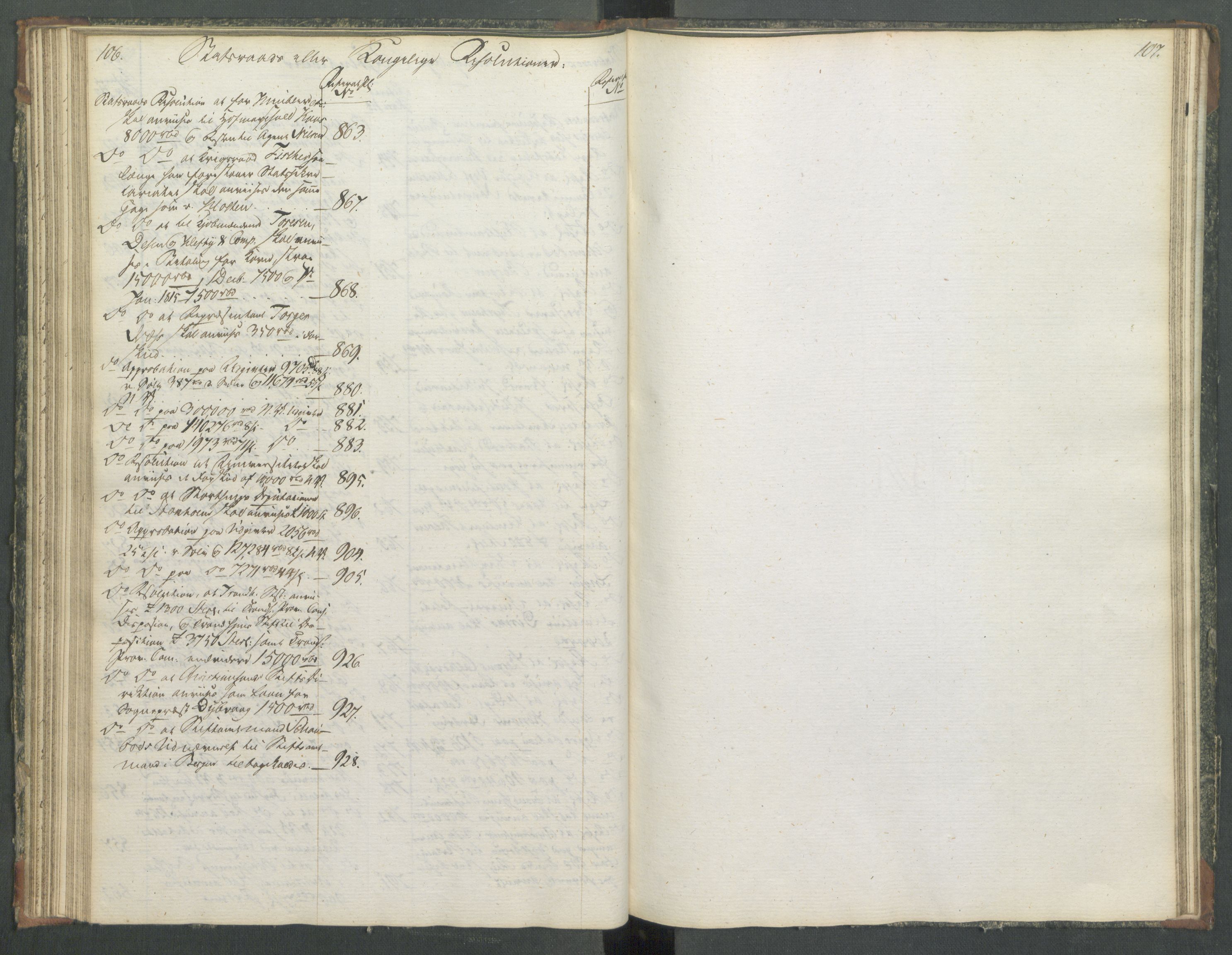 Departementene i 1814, RA/S-3899/Fa/L0014: Bokholderkontoret - Register til journalen, 1814-1815, p. 106-107