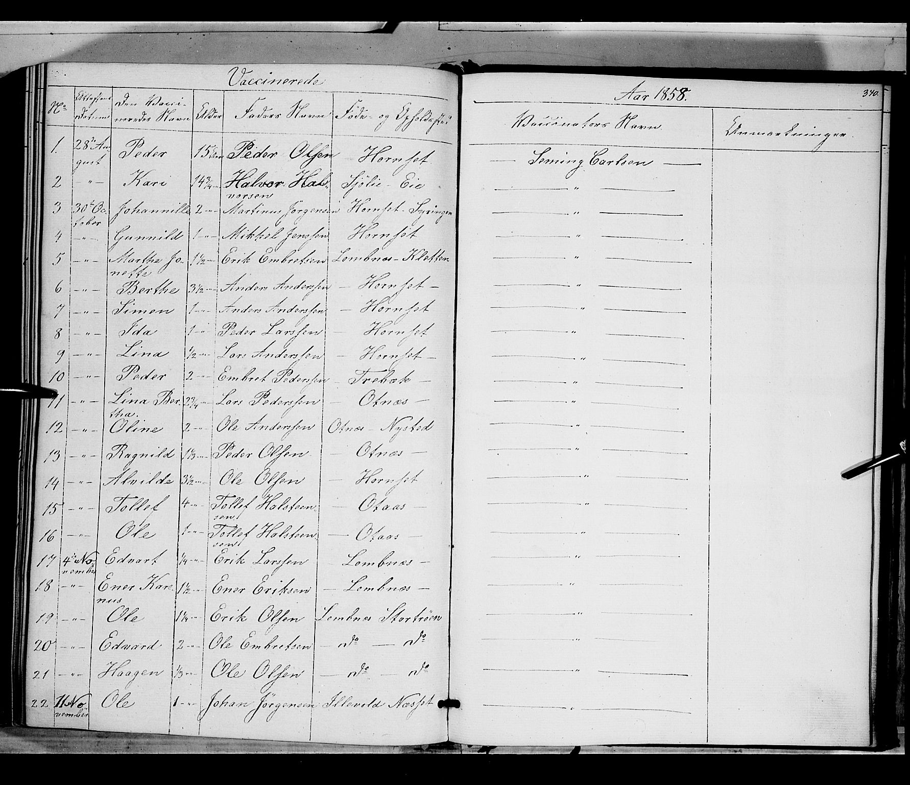 Rendalen prestekontor, SAH/PREST-054/H/Ha/Haa/L0005: Parish register (official) no. 5, 1853-1866, p. 340