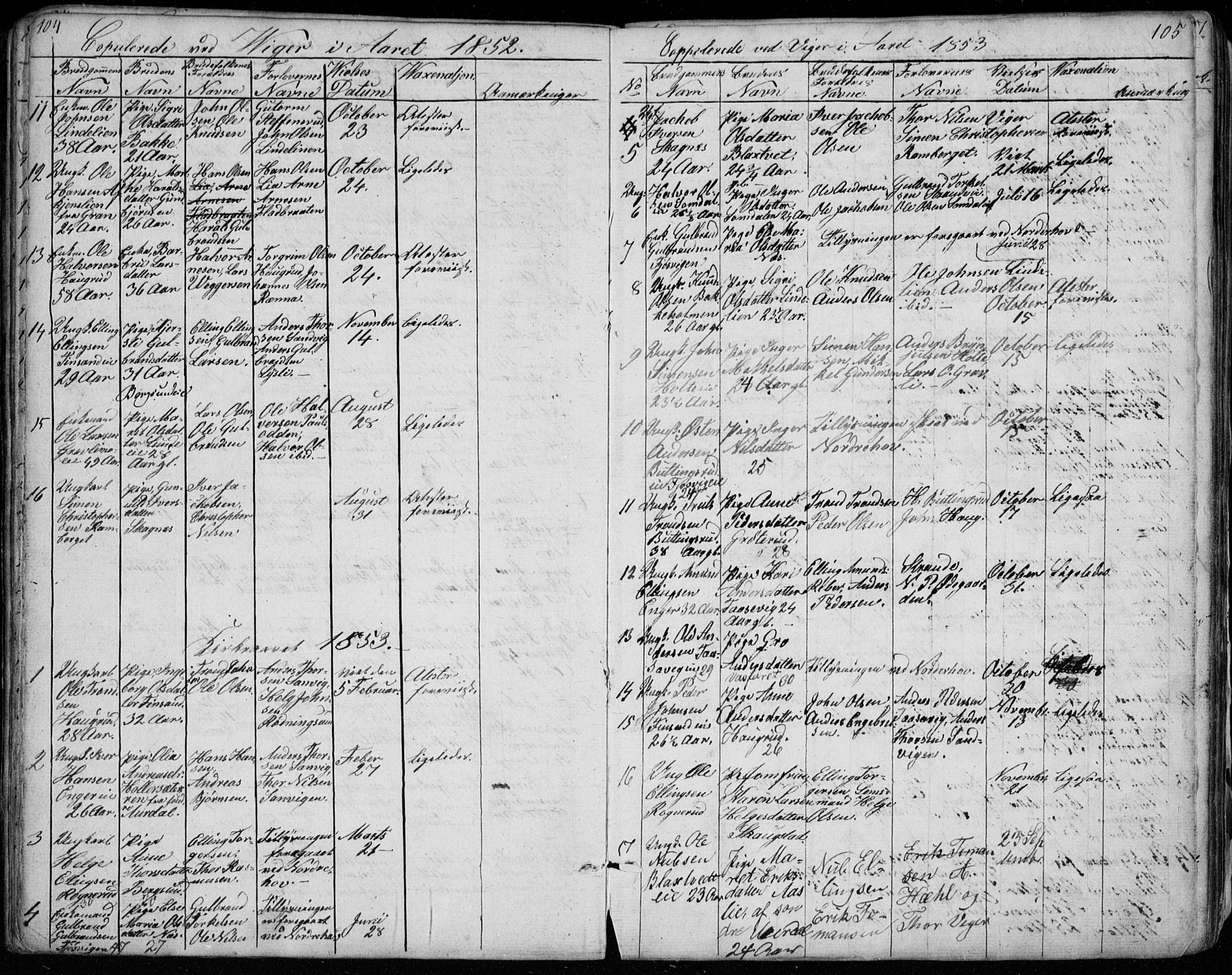 Ådal kirkebøker, SAKO/A-248/G/Ga/L0002: Parish register (copy) no. I 2, 1840-1861, p. 104-105