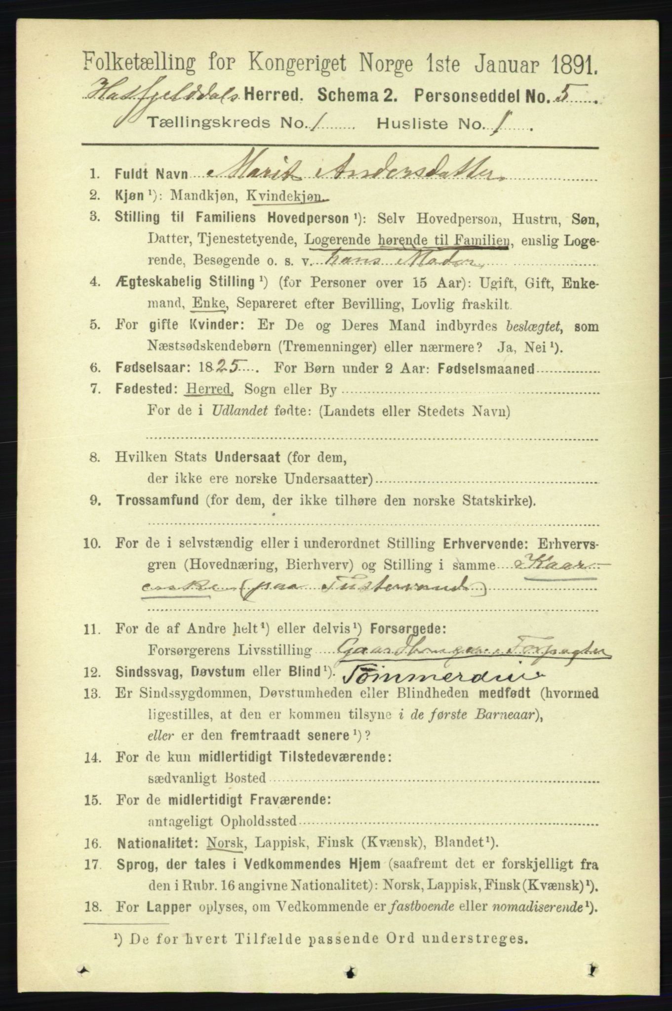 RA, 1891 census for 1826 Hattfjelldal, 1891, p. 43