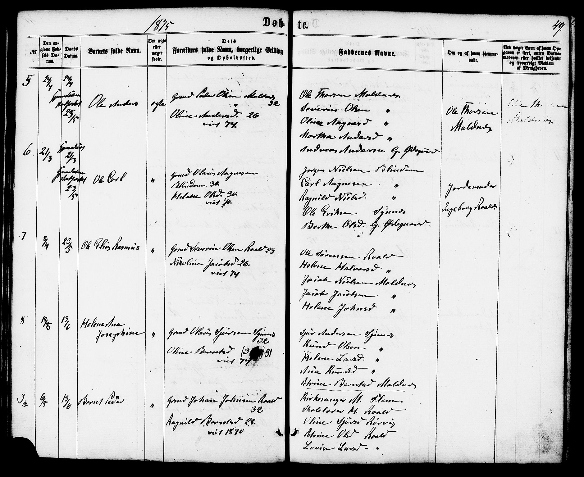 Ministerialprotokoller, klokkerbøker og fødselsregistre - Møre og Romsdal, AV/SAT-A-1454/537/L0518: Parish register (official) no. 537A02, 1862-1876, p. 49