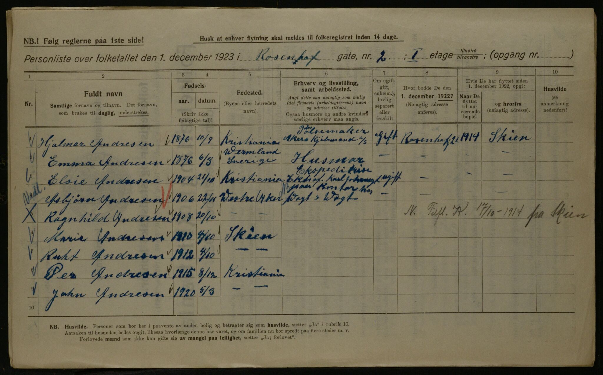 OBA, Municipal Census 1923 for Kristiania, 1923, p. 92382