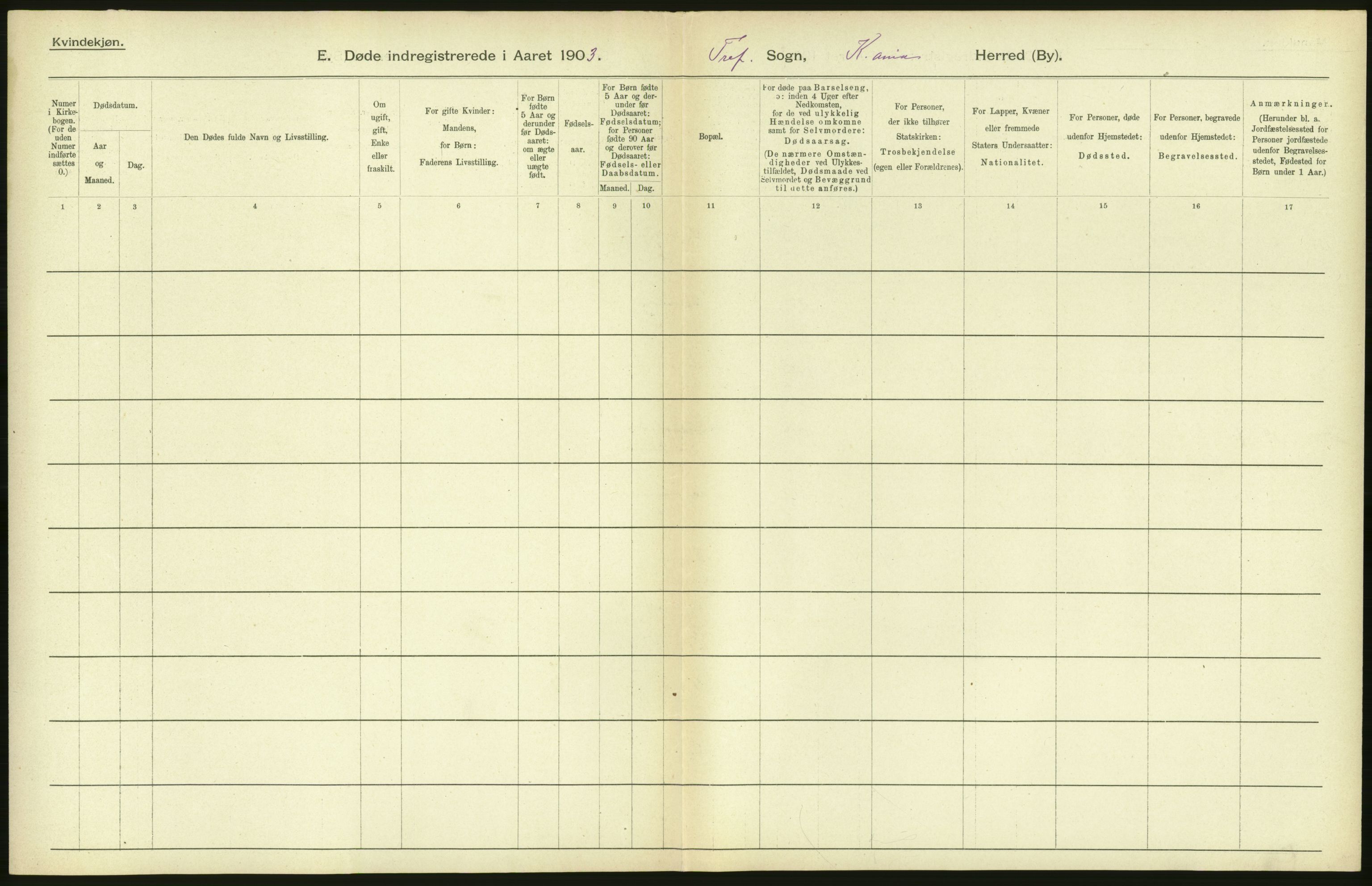 Statistisk sentralbyrå, Sosiodemografiske emner, Befolkning, AV/RA-S-2228/D/Df/Dfa/Dfaa/L0004: Kristiania: Gifte, døde, 1903, p. 126