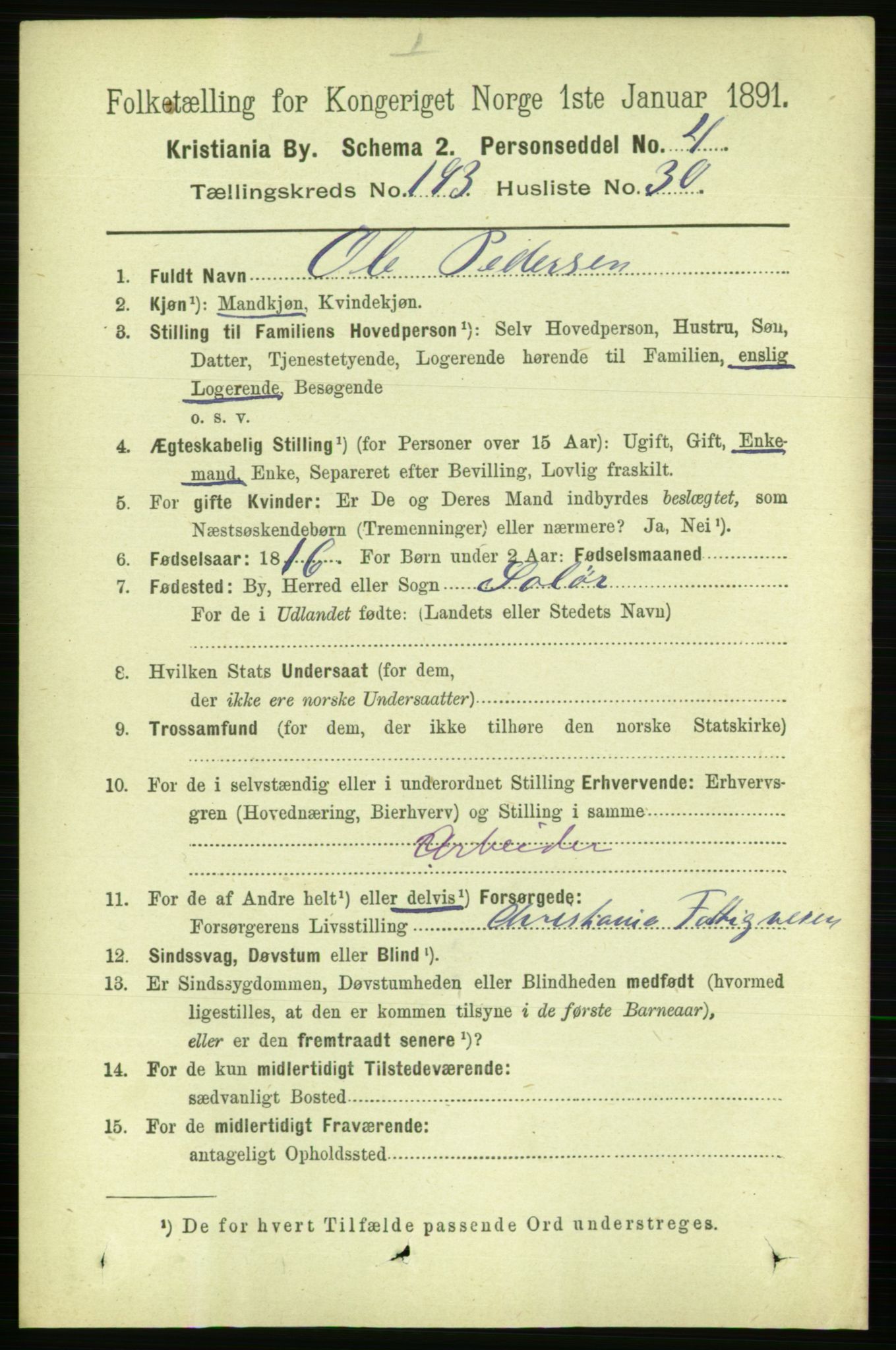 RA, 1891 census for 0301 Kristiania, 1891, p. 116814