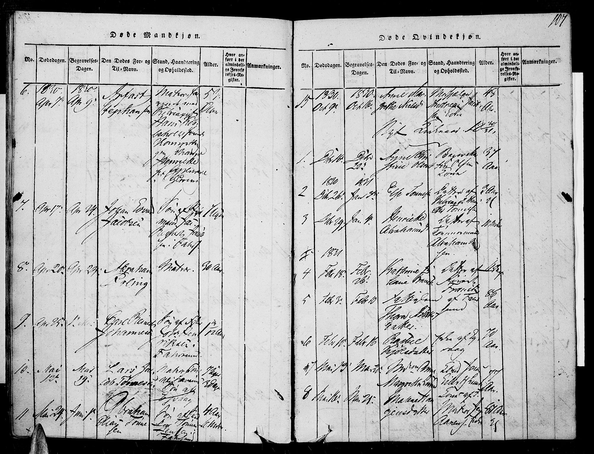 Farsund sokneprestkontor, SAK/1111-0009/F/Fa/L0002: Parish register (official) no. A 2, 1815-1836, p. 107