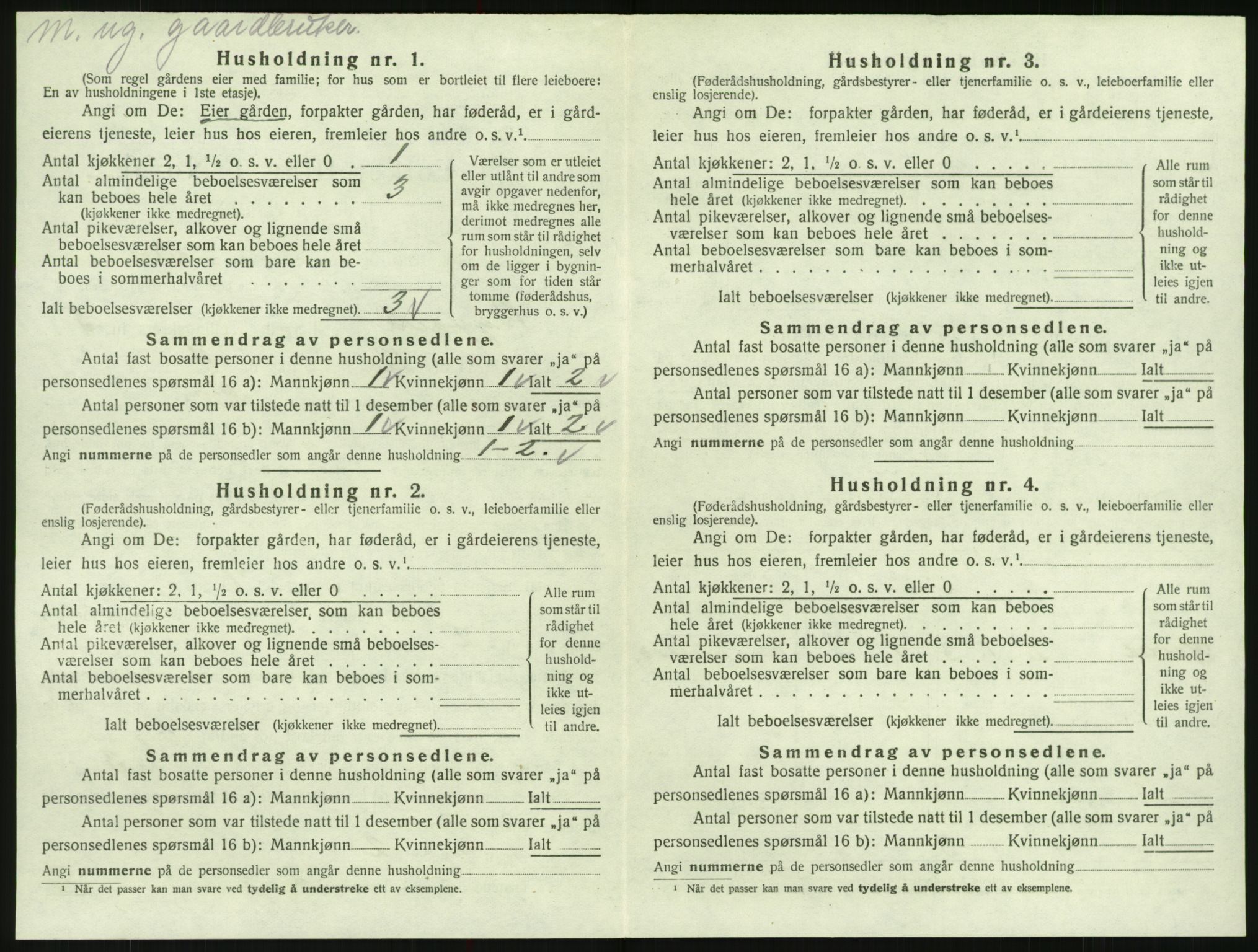 SAK, 1920 census for Bygland, 1920, p. 272