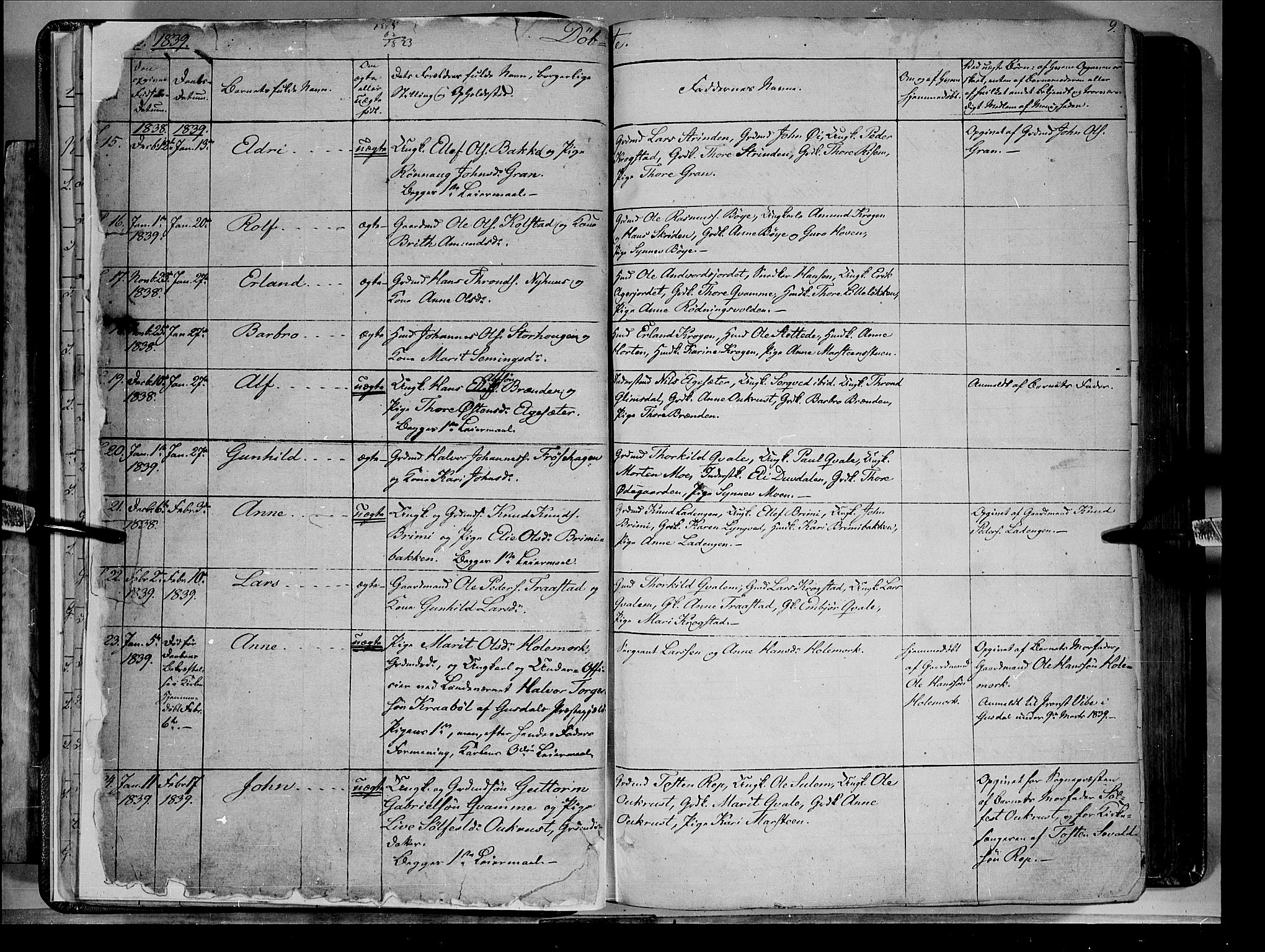 Lom prestekontor, SAH/PREST-070/K/L0006: Parish register (official) no. 6A, 1837-1863, p. 9