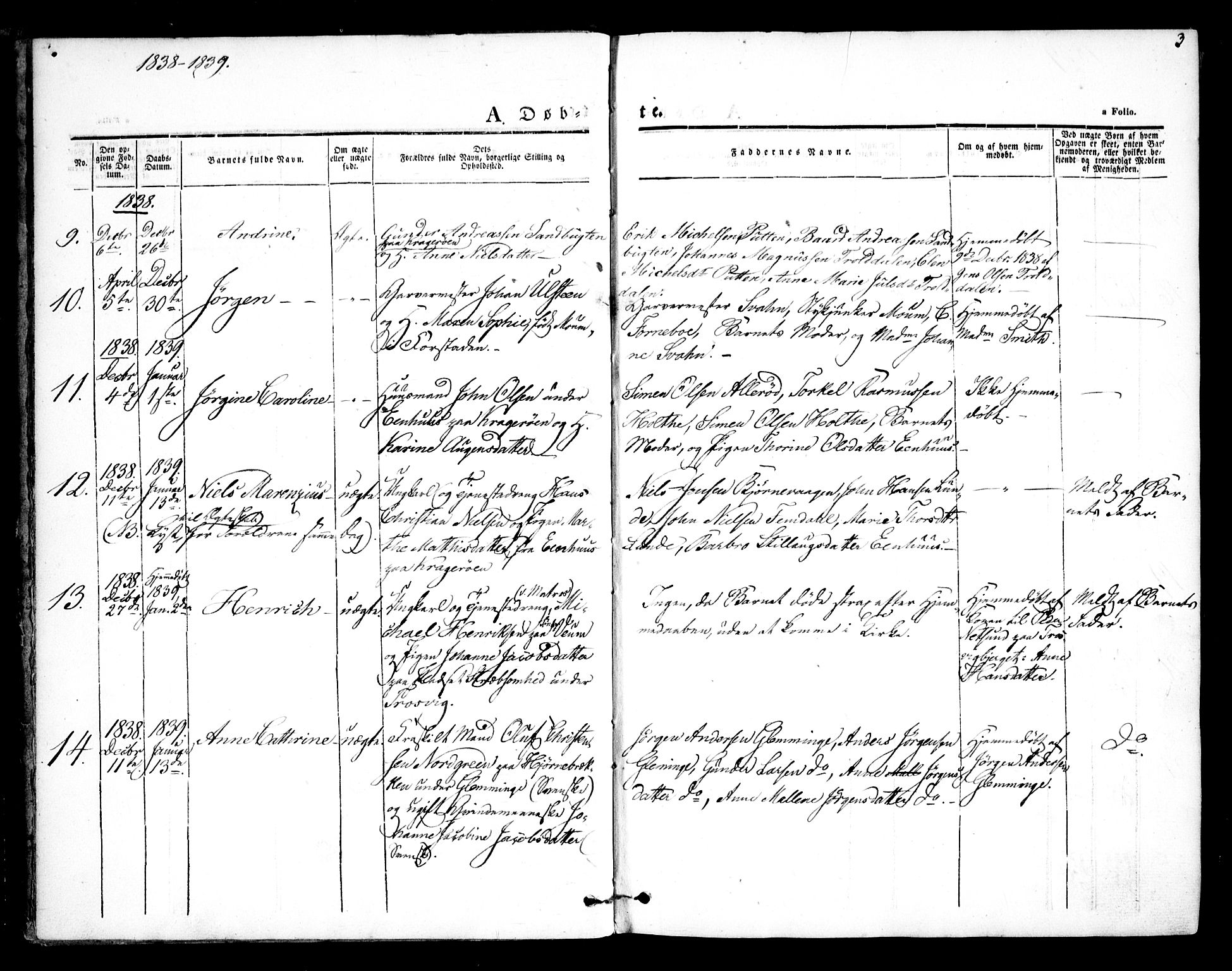 Glemmen prestekontor Kirkebøker, SAO/A-10908/F/Fa/L0005: Parish register (official) no. 5, 1838-1852, p. 3