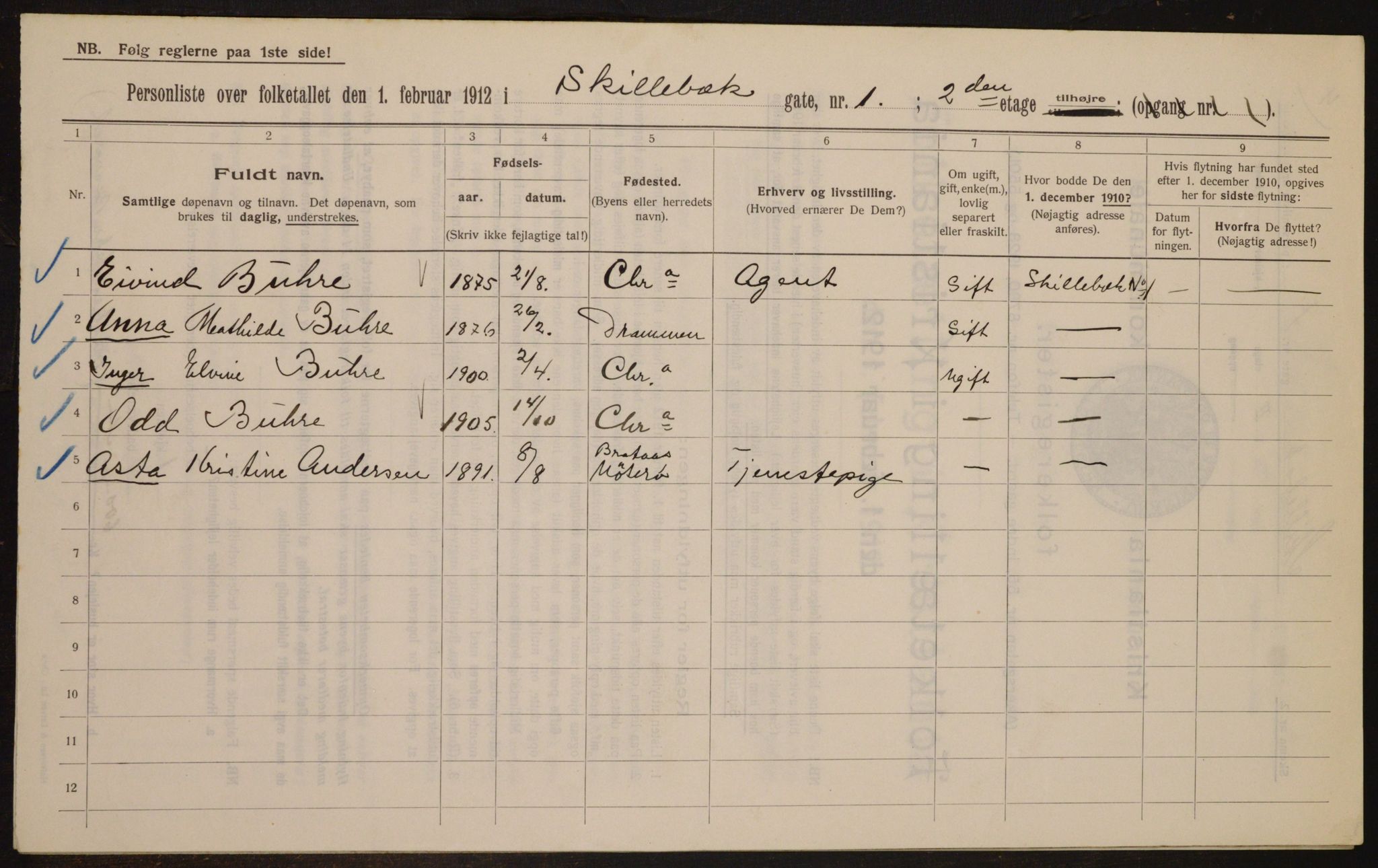 OBA, Municipal Census 1912 for Kristiania, 1912, p. 95701