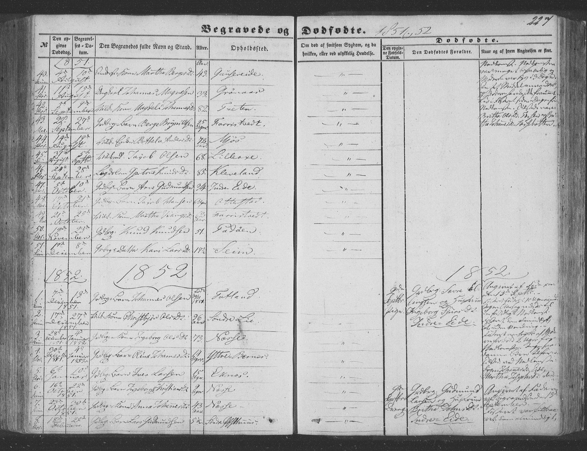 Hosanger sokneprestembete, SAB/A-75801/H/Haa: Parish register (official) no. A 8, 1849-1863, p. 227