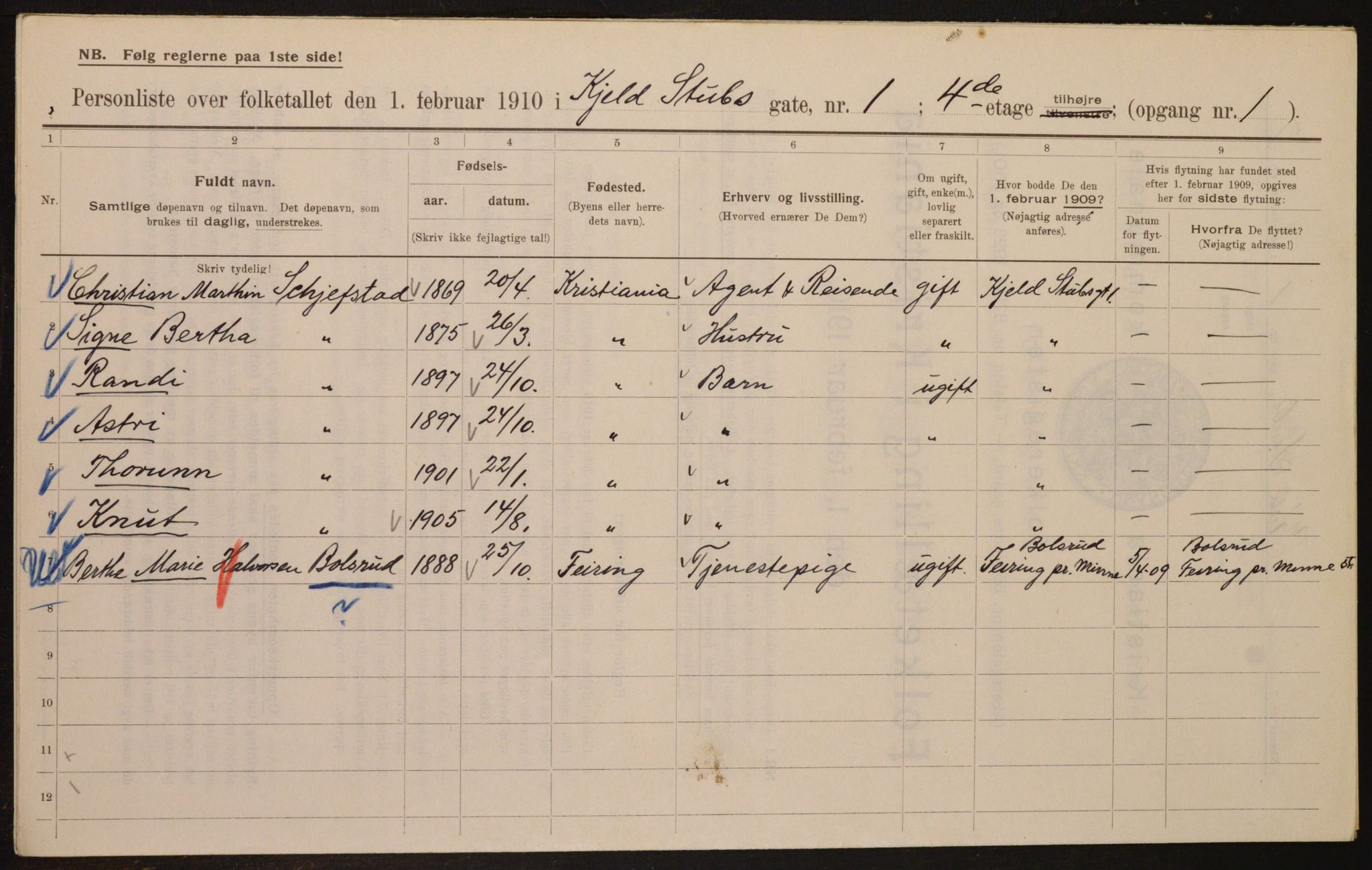 OBA, Municipal Census 1910 for Kristiania, 1910, p. 49820