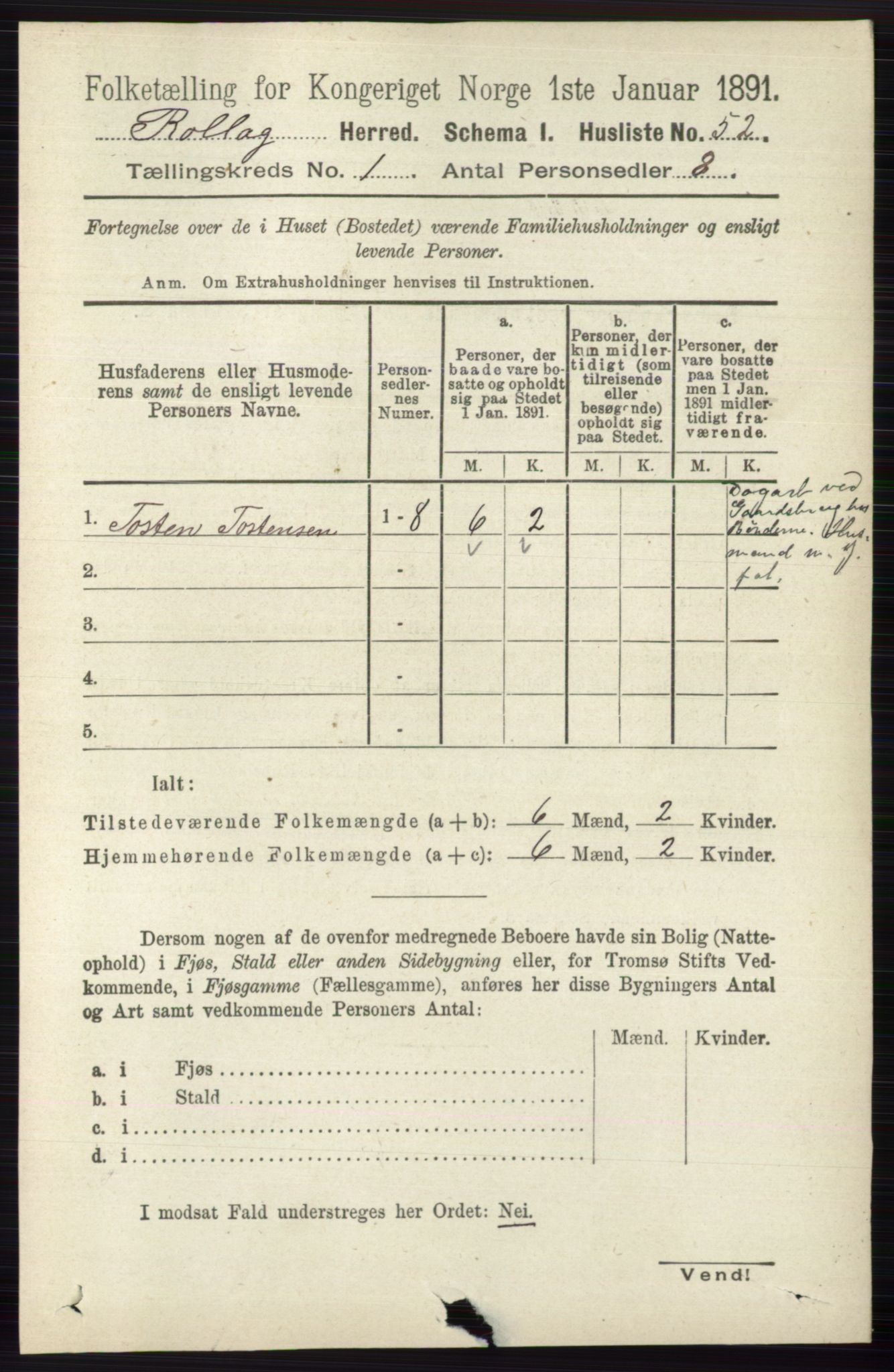 RA, 1891 census for 0632 Rollag, 1891, p. 68