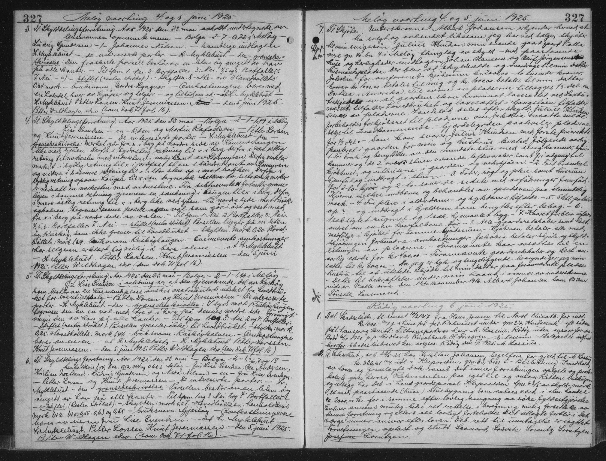 Rana sorenskriveri , AV/SAT-A-1108/1/2/2C/L0018: Mortgage book no. 18, 1923-1928, p. 327, Deed date: 06.06.1925