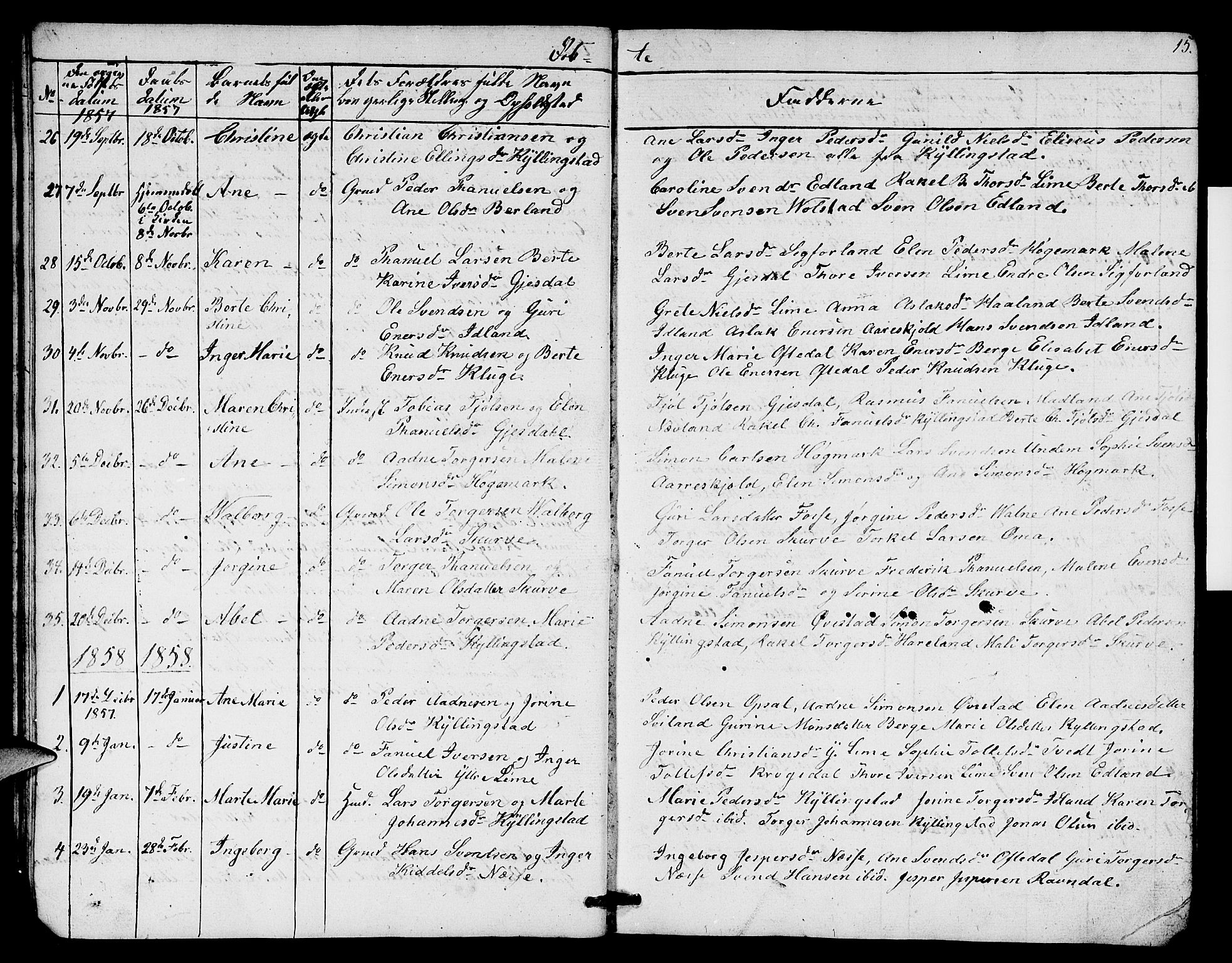 Lye sokneprestkontor, AV/SAST-A-101794/001/30BB/L0003: Parish register (copy) no. B 3, 1852-1874, p. 15