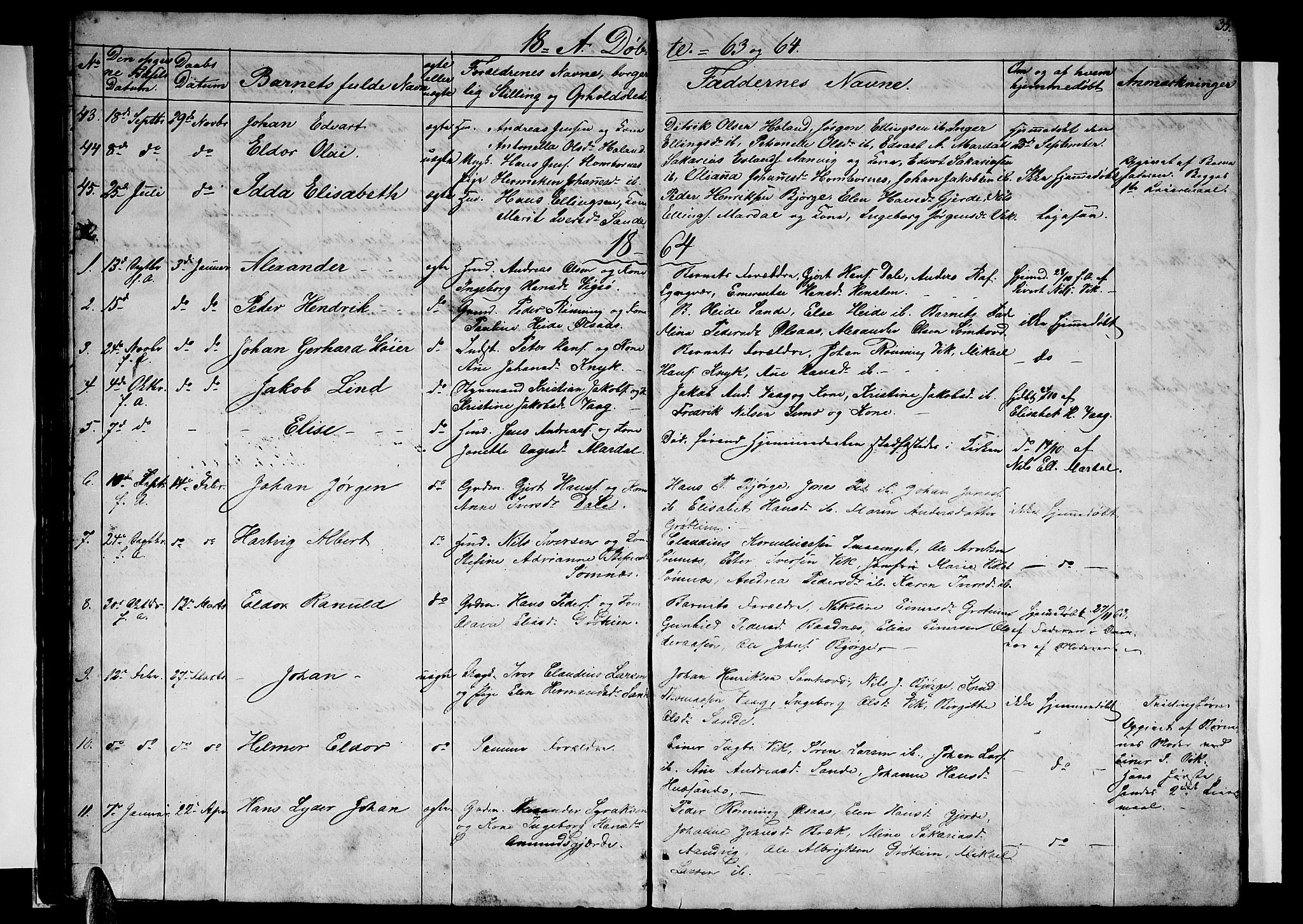 Ministerialprotokoller, klokkerbøker og fødselsregistre - Nordland, SAT/A-1459/812/L0187: Parish register (copy) no. 812C05, 1850-1883, p. 35