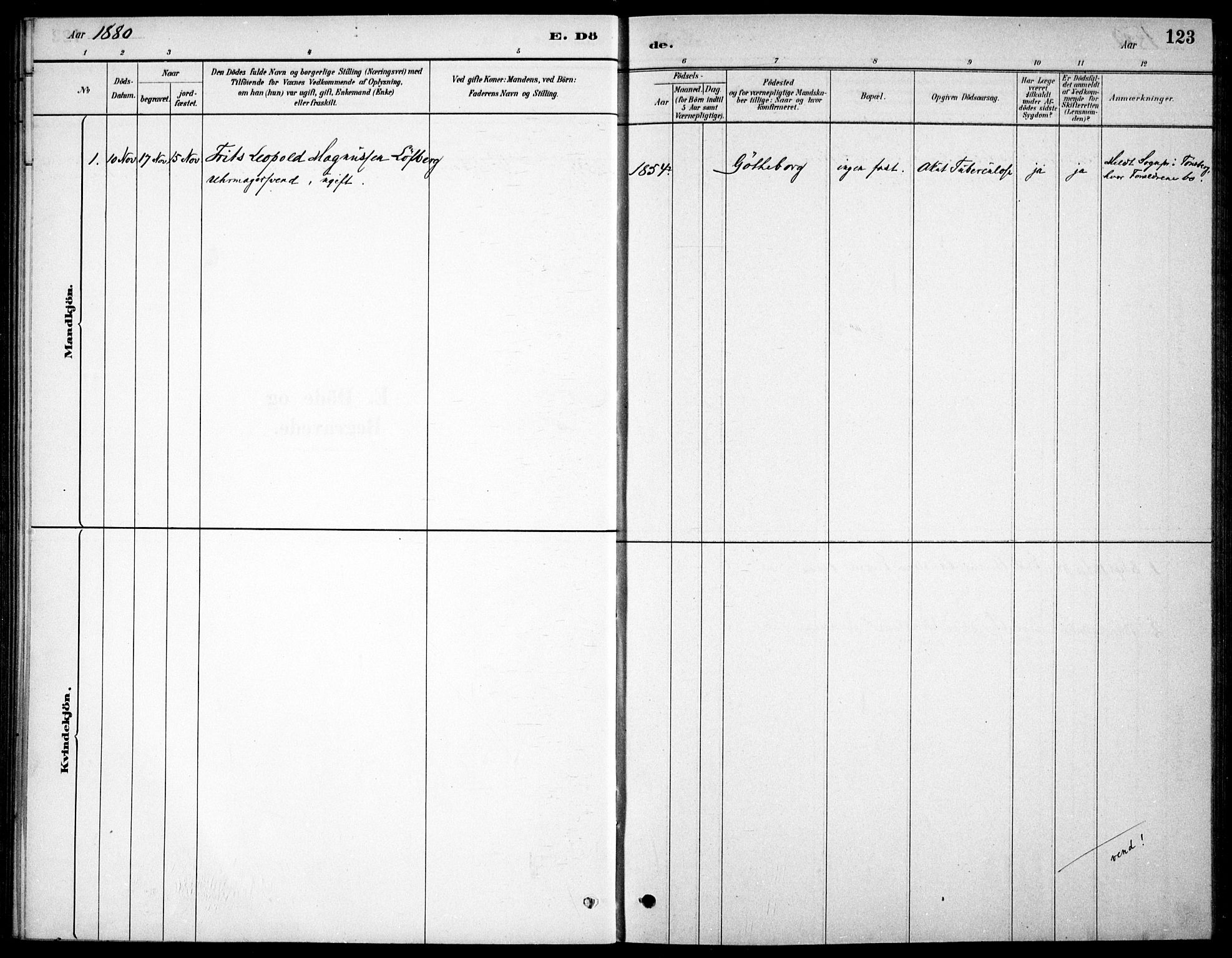 Kristiania tukthusprest Kirkebøker, AV/SAO-A-10881/F/Fa/L0005: Parish register (official) no. 5, 1879-1936, p. 123