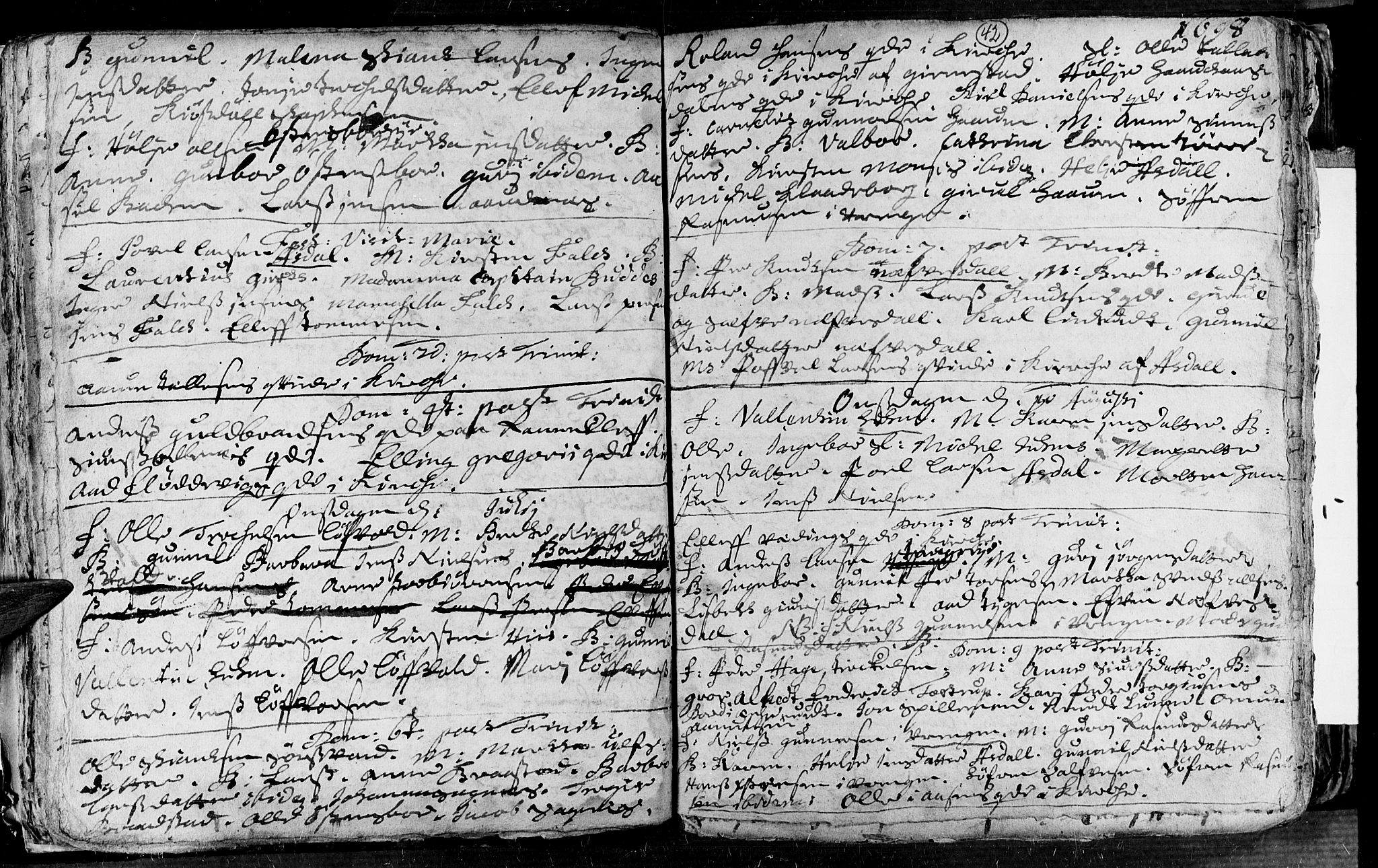 Øyestad sokneprestkontor, AV/SAK-1111-0049/F/Fa/L0002: Parish register (official) no. A 2, 1692-1722, p. 42