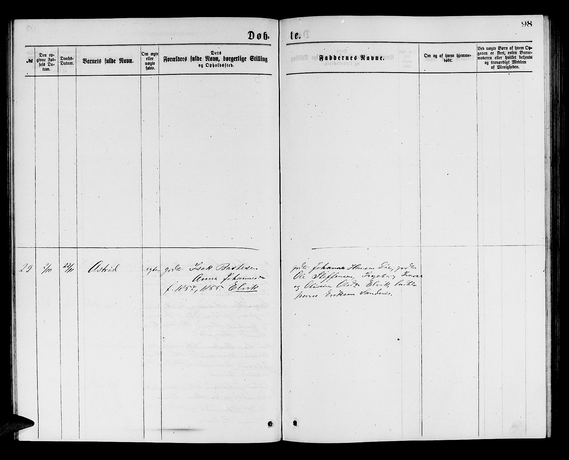 Masfjorden sokneprestembete, AV/SAB-A-77001: Parish register (copy) no. A 2, 1876-1891, p. 98