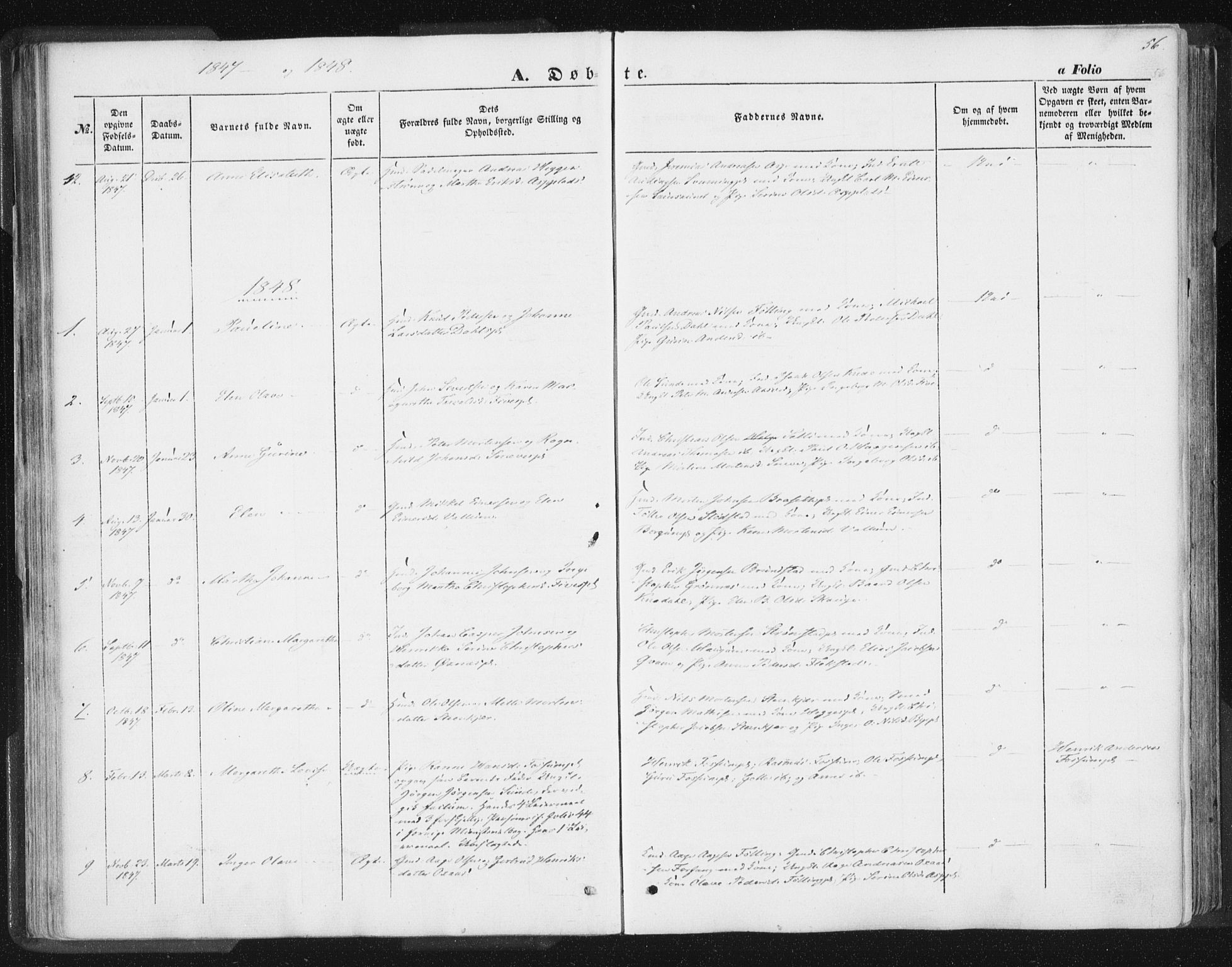 Ministerialprotokoller, klokkerbøker og fødselsregistre - Nord-Trøndelag, AV/SAT-A-1458/746/L0446: Parish register (official) no. 746A05, 1846-1859, p. 56