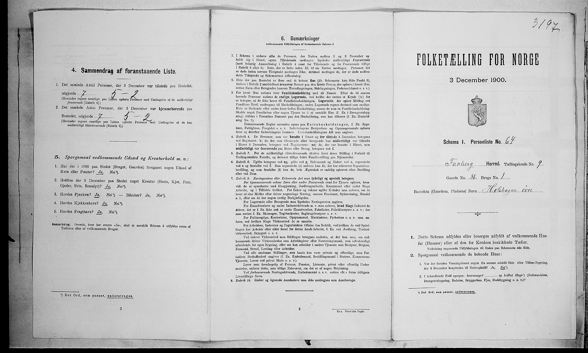 SAH, 1900 census for Fåberg, 1900, p. 192