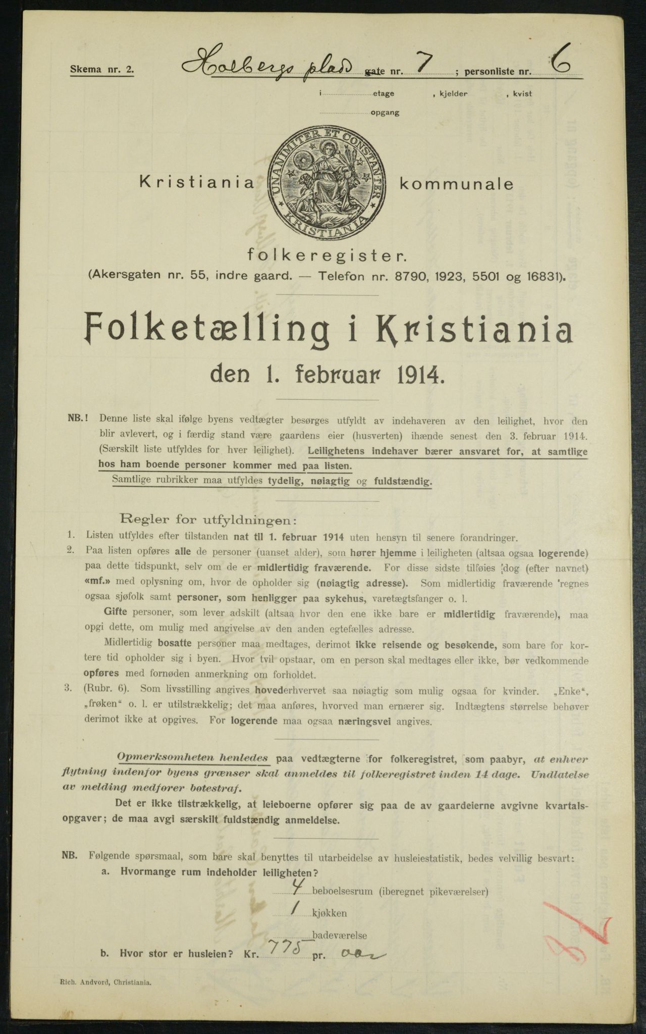 OBA, Municipal Census 1914 for Kristiania, 1914, p. 40675