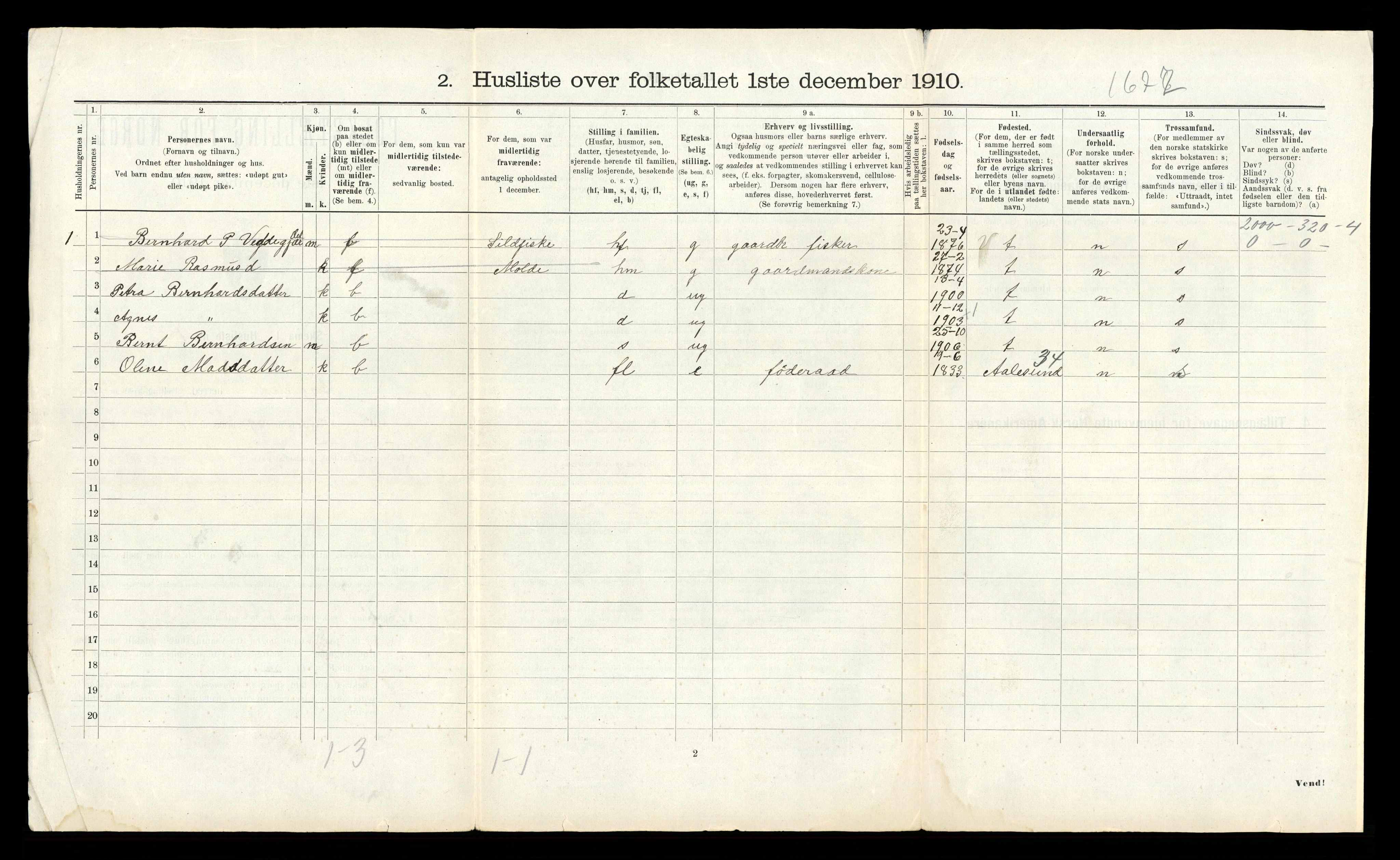 RA, 1910 census for Borgund, 1910, p. 1112