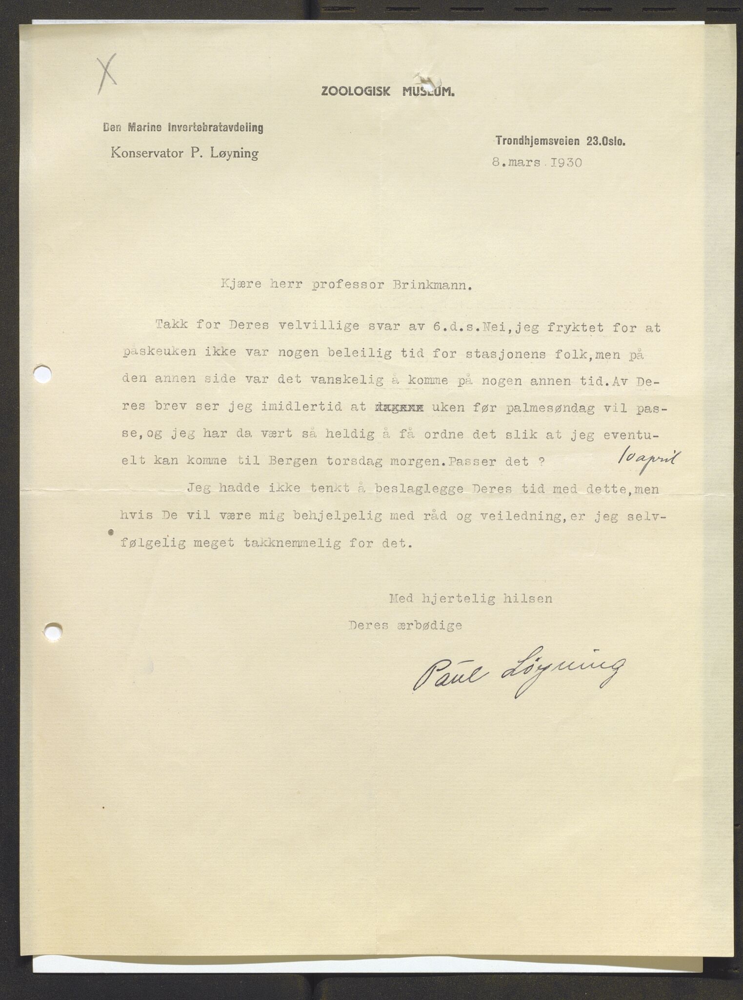 Bergens Museum, AV/SAB-A-17301/13/D/L0002: Korrespondanse , 1928-1940, p. 149