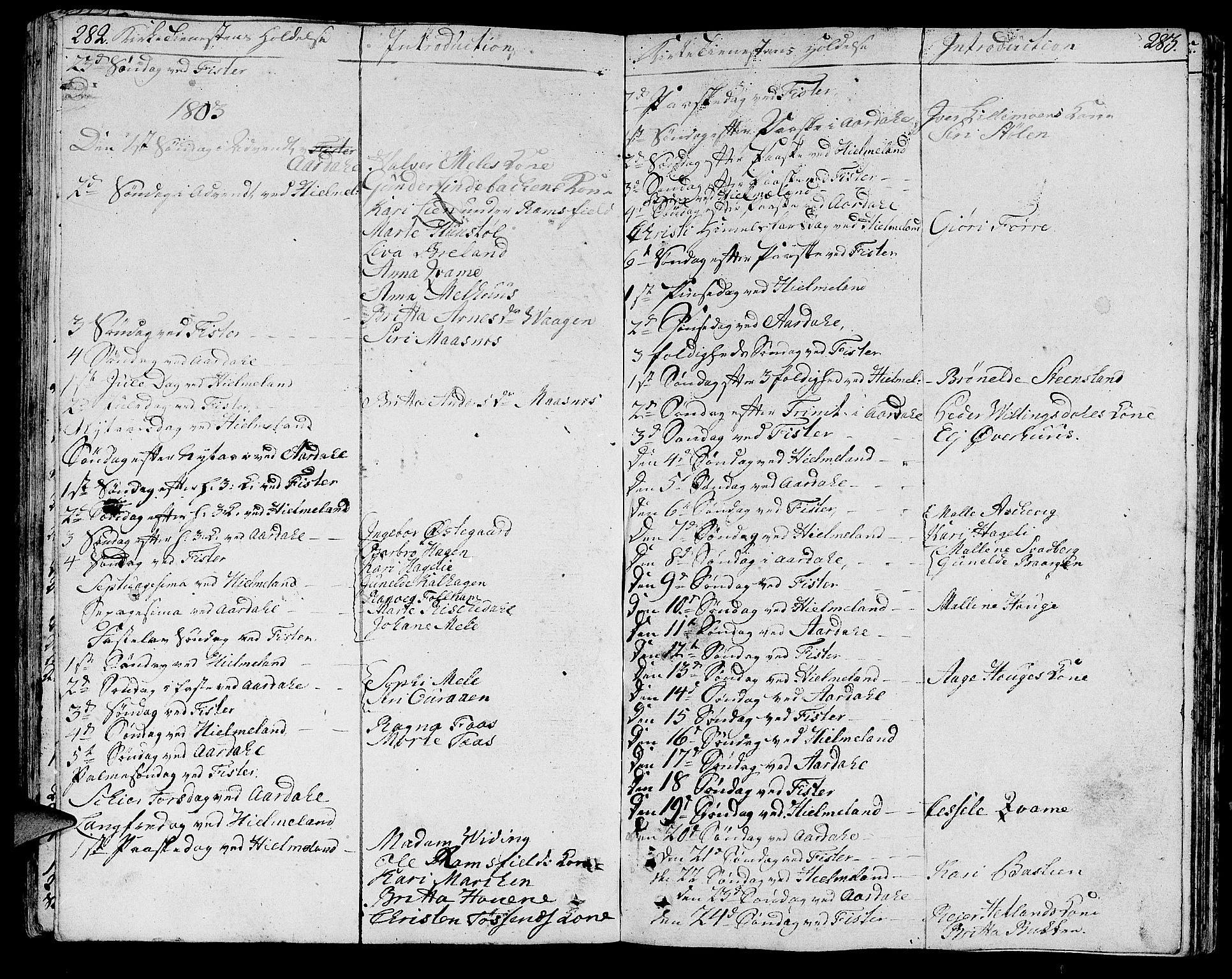 Hjelmeland sokneprestkontor, SAST/A-101843/01/IV/L0002: Parish register (official) no. A 2, 1799-1816, p. 282-283