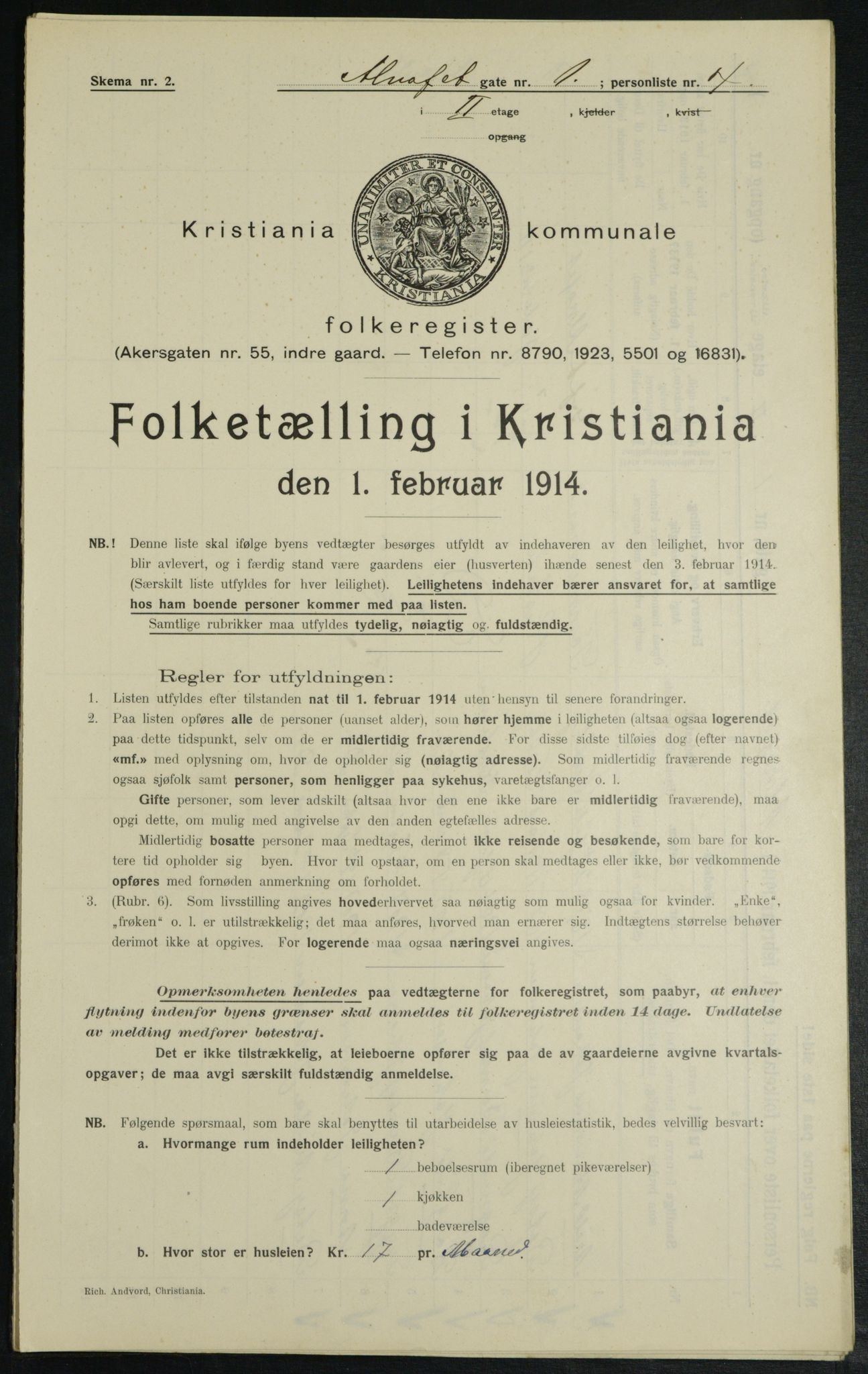 OBA, Municipal Census 1914 for Kristiania, 1914, p. 1027