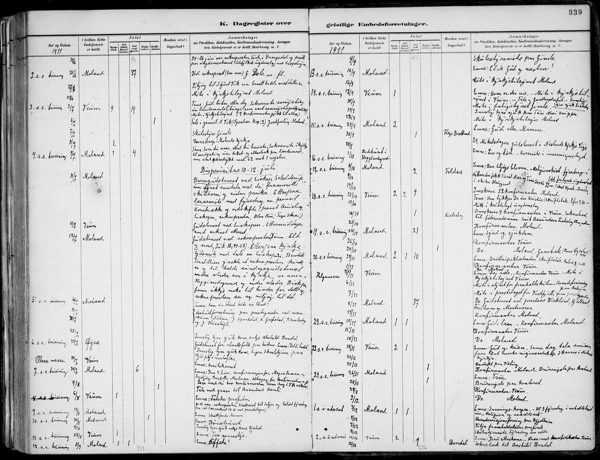 Fyresdal kirkebøker, AV/SAKO-A-263/F/Fa/L0007: Parish register (official) no. I 7, 1887-1914, p. 339