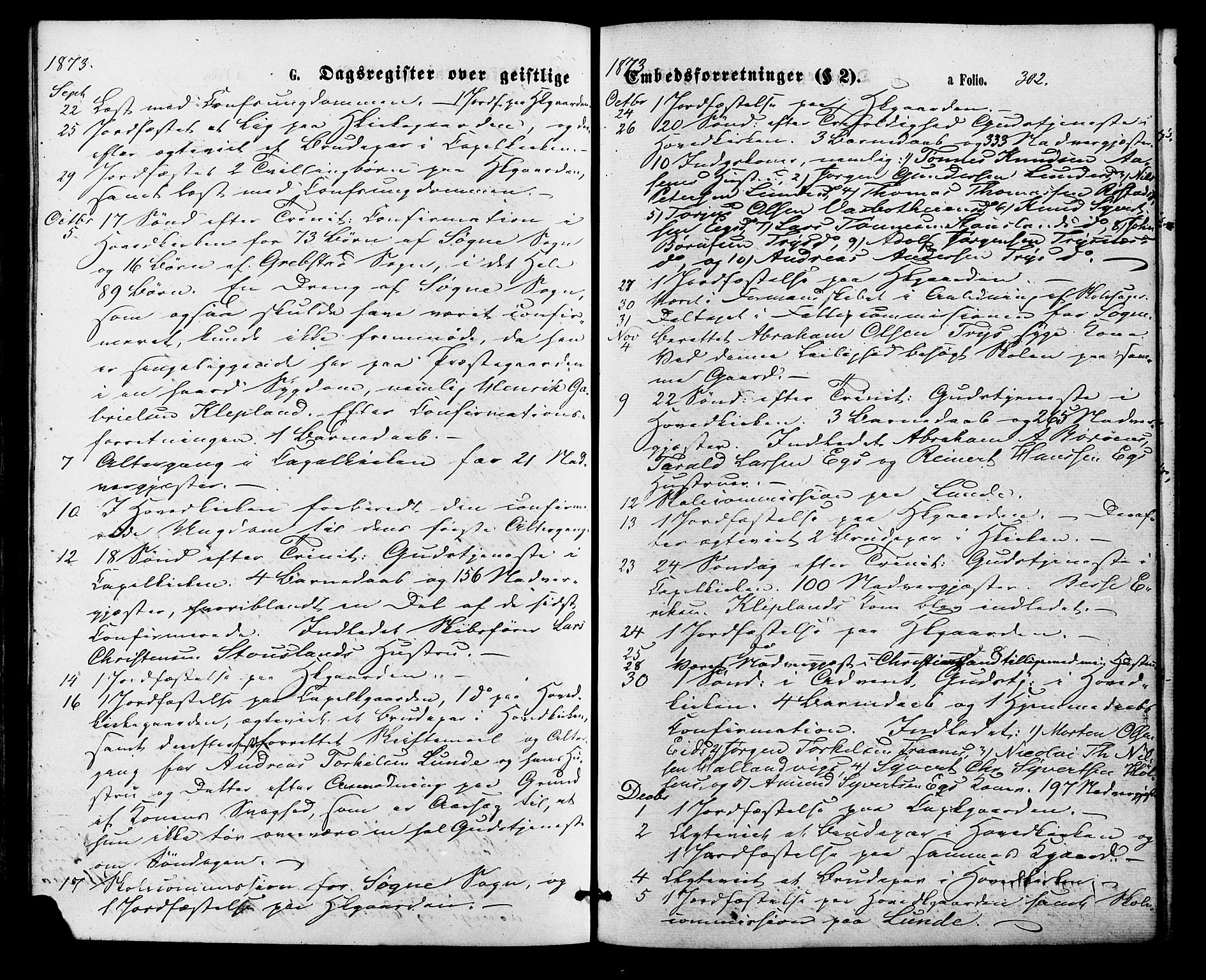 Søgne sokneprestkontor, SAK/1111-0037/F/Fa/Fab/L0011: Parish register (official) no. A 11, 1869-1879, p. 302