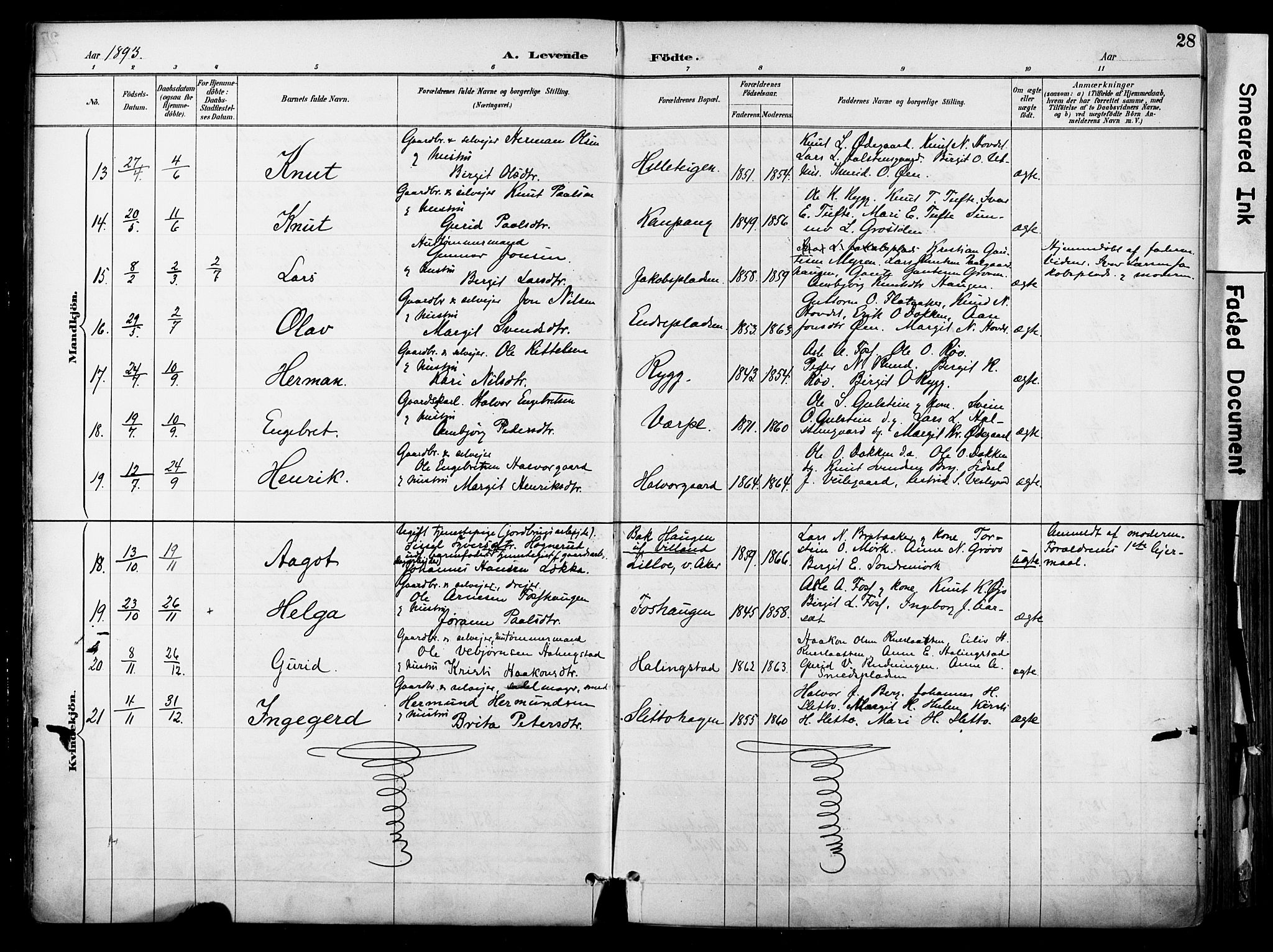 Hol kirkebøker, SAKO/A-227/F/Fa/L0003: Parish register (official) no. I 3, 1887-1918, p. 28
