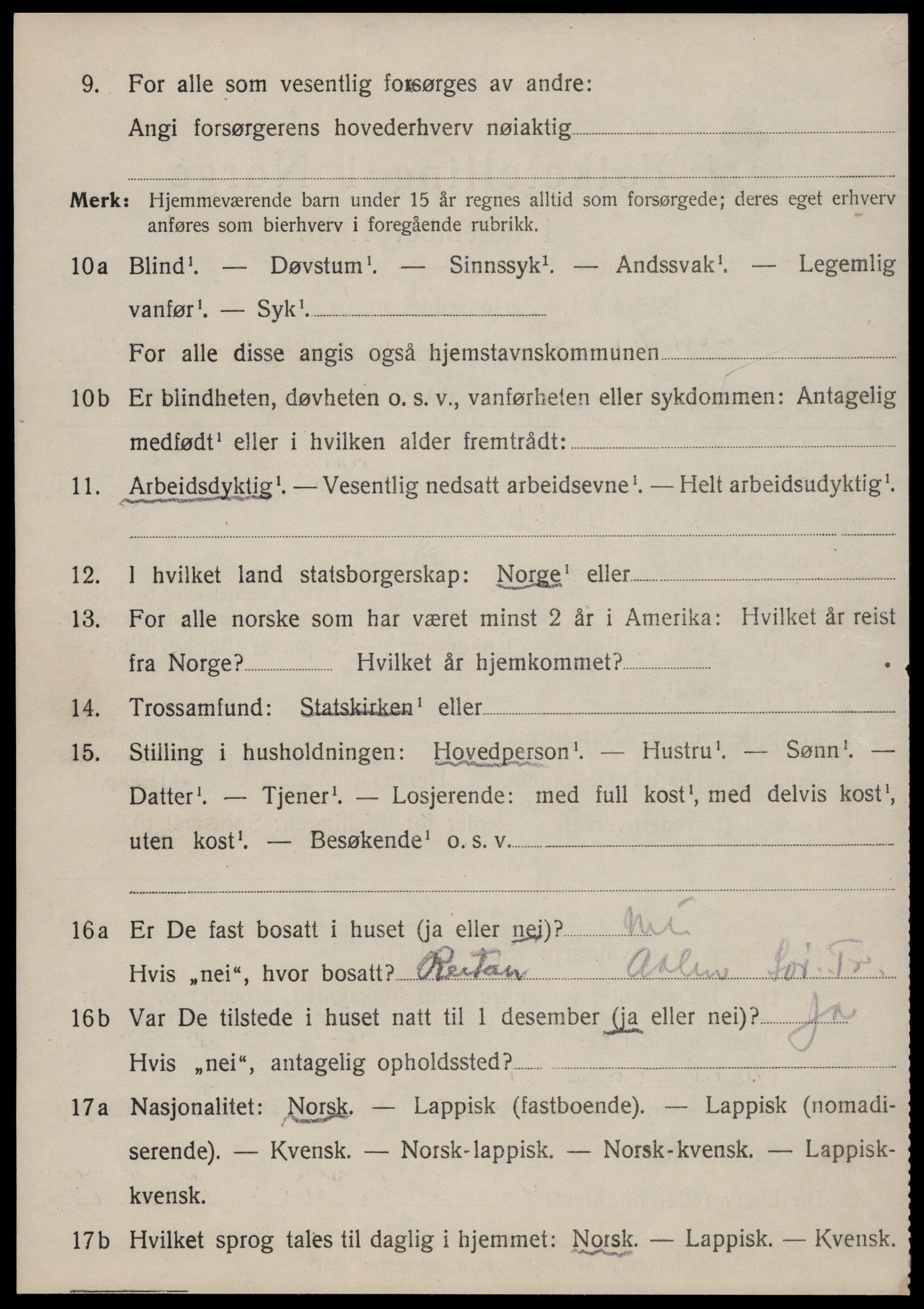 SAT, 1920 census for Ålen, 1920, p. 4665