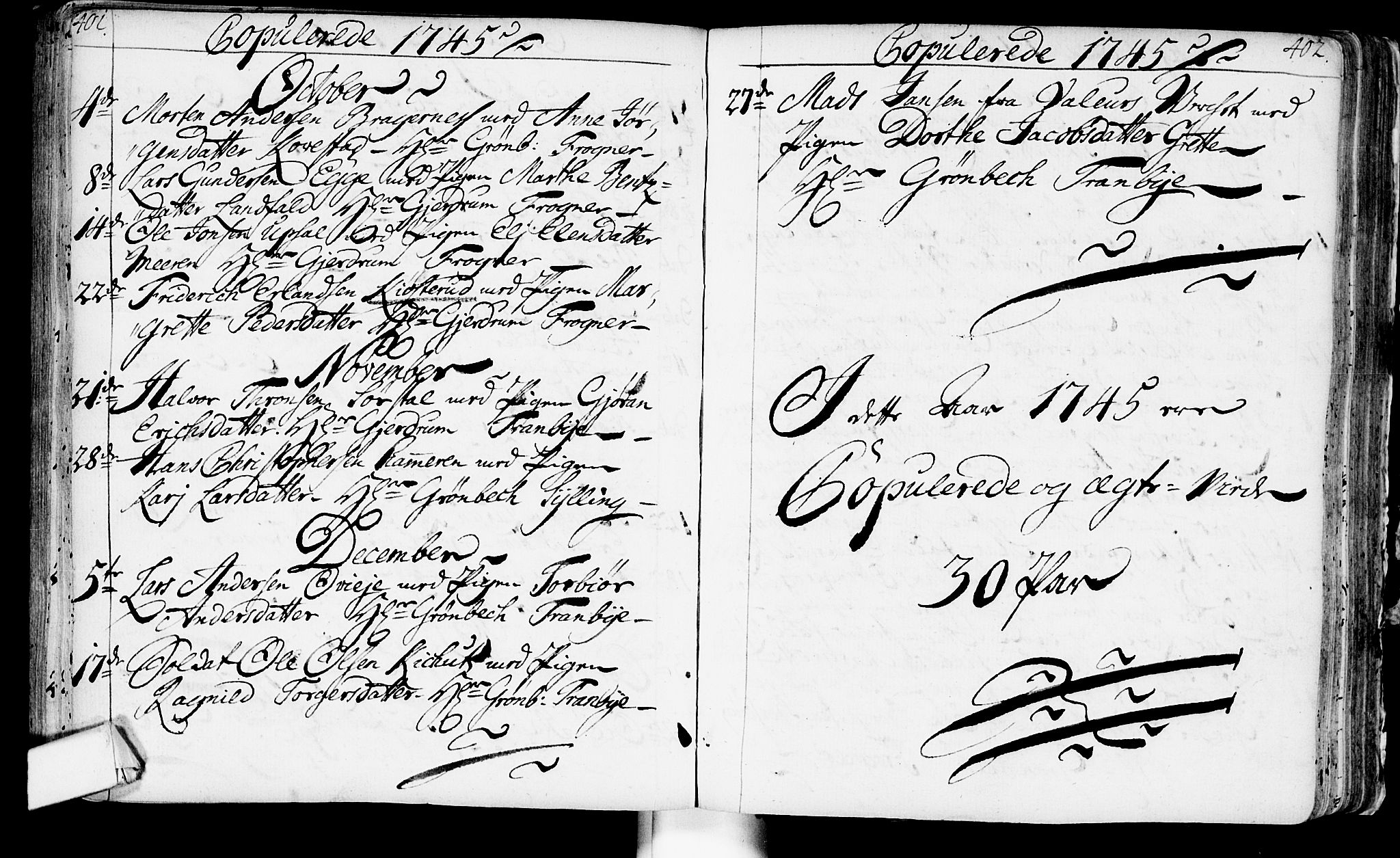 Lier kirkebøker, AV/SAKO-A-230/F/Fa/L0003: Parish register (official) no. I 3, 1727-1748, p. 401-402