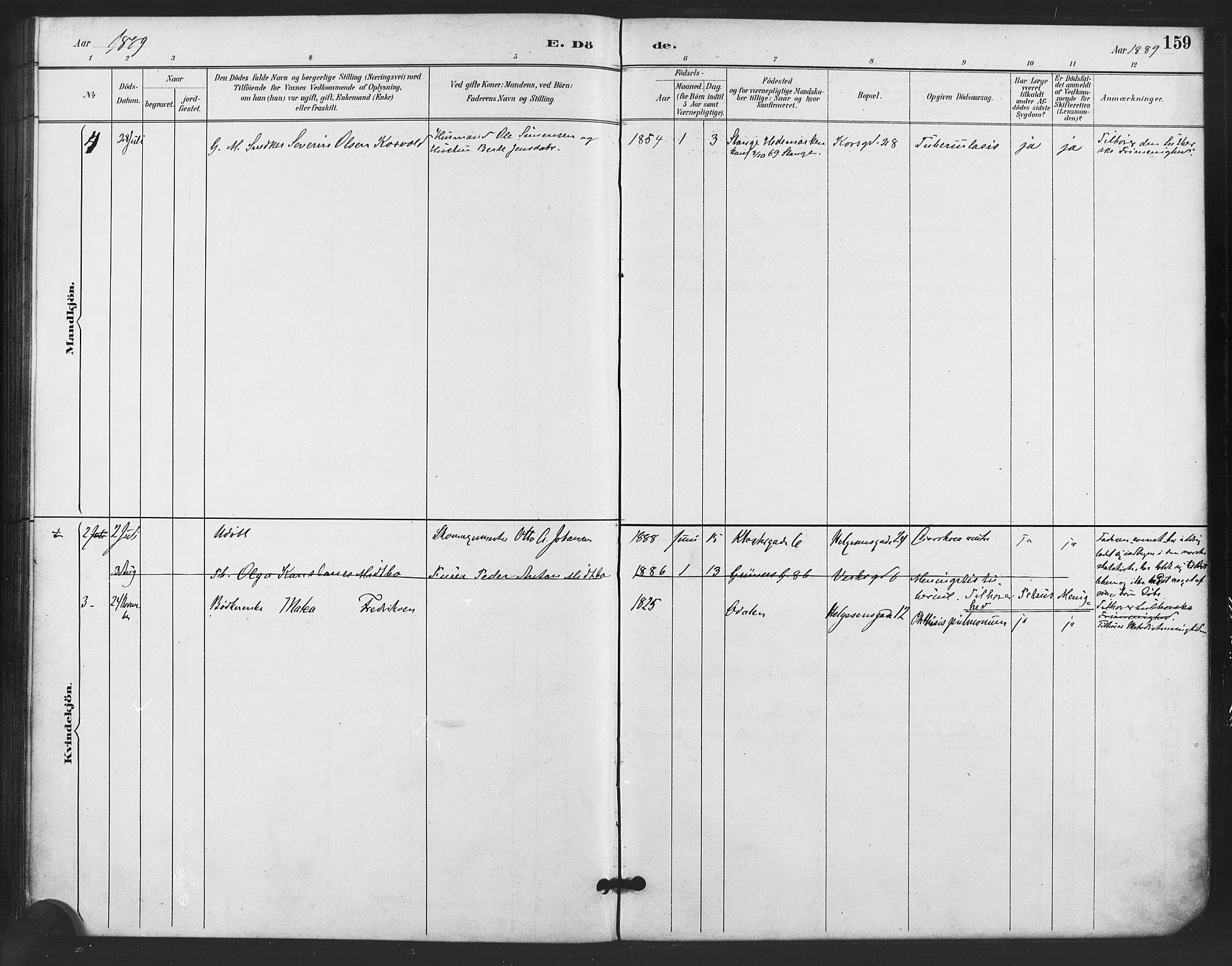 Paulus prestekontor Kirkebøker, SAO/A-10871/F/Fa/L0011: Parish register (official) no. 11, 1889-1897, p. 159