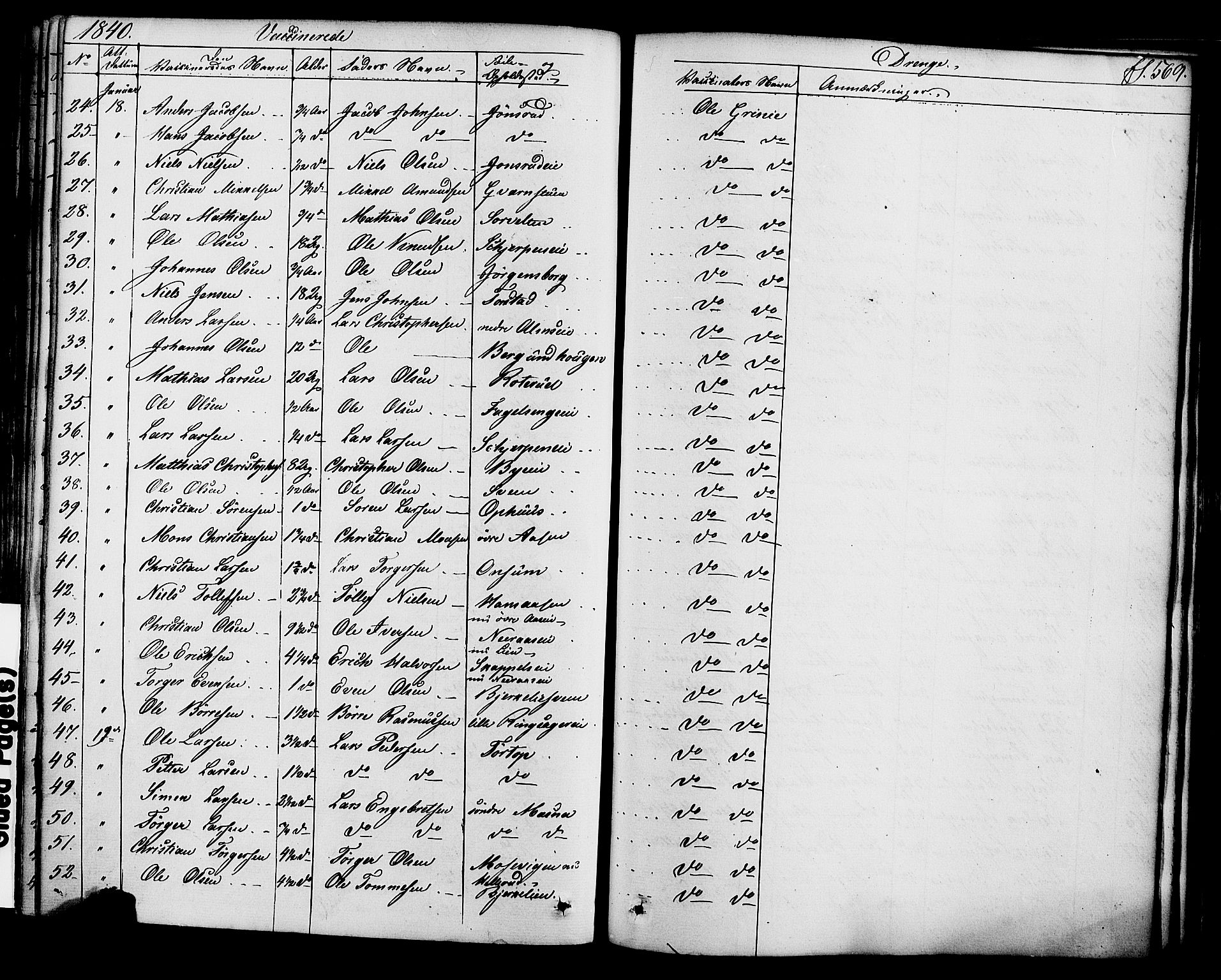 Ringsaker prestekontor, SAH/PREST-014/K/Ka/L0008: Parish register (official) no. 8, 1837-1850, p. 569